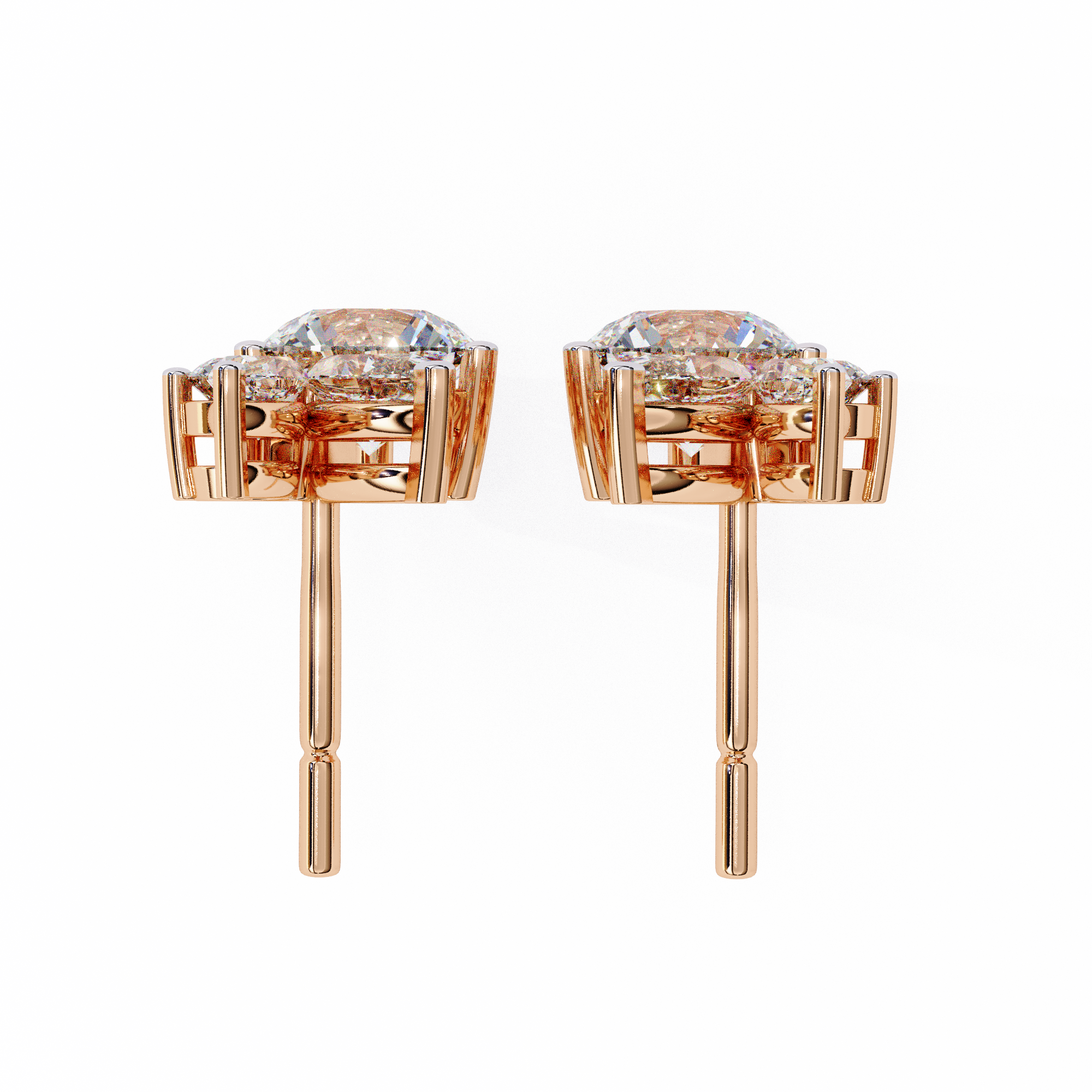 1.42 ct Solar Halo Earrings 9k
