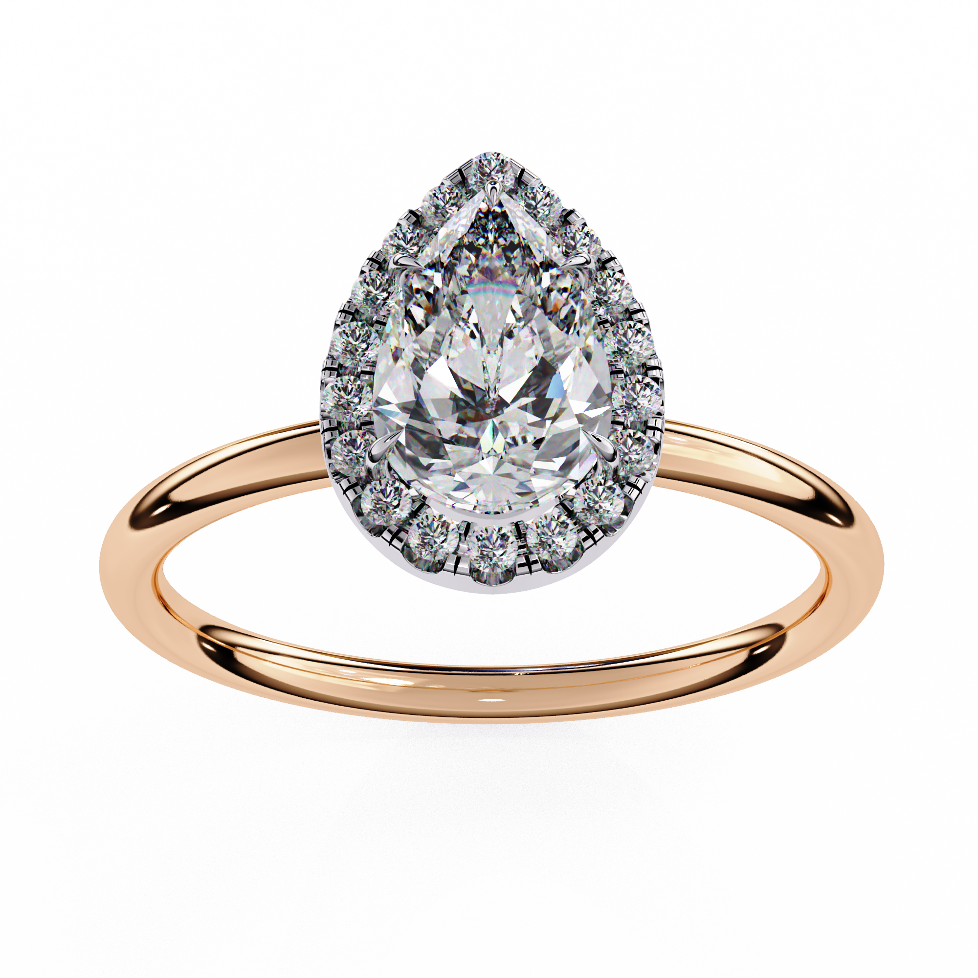 1.35 ct Pear-Round Fusion Ring 9k