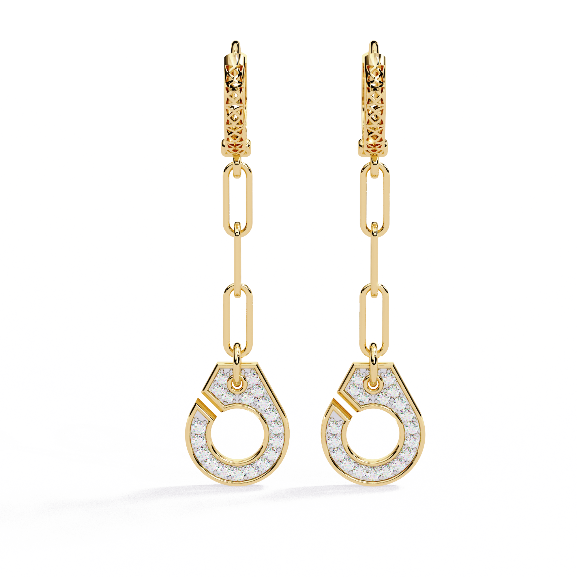 0.54 CT MODERN LINK EARRING 9k