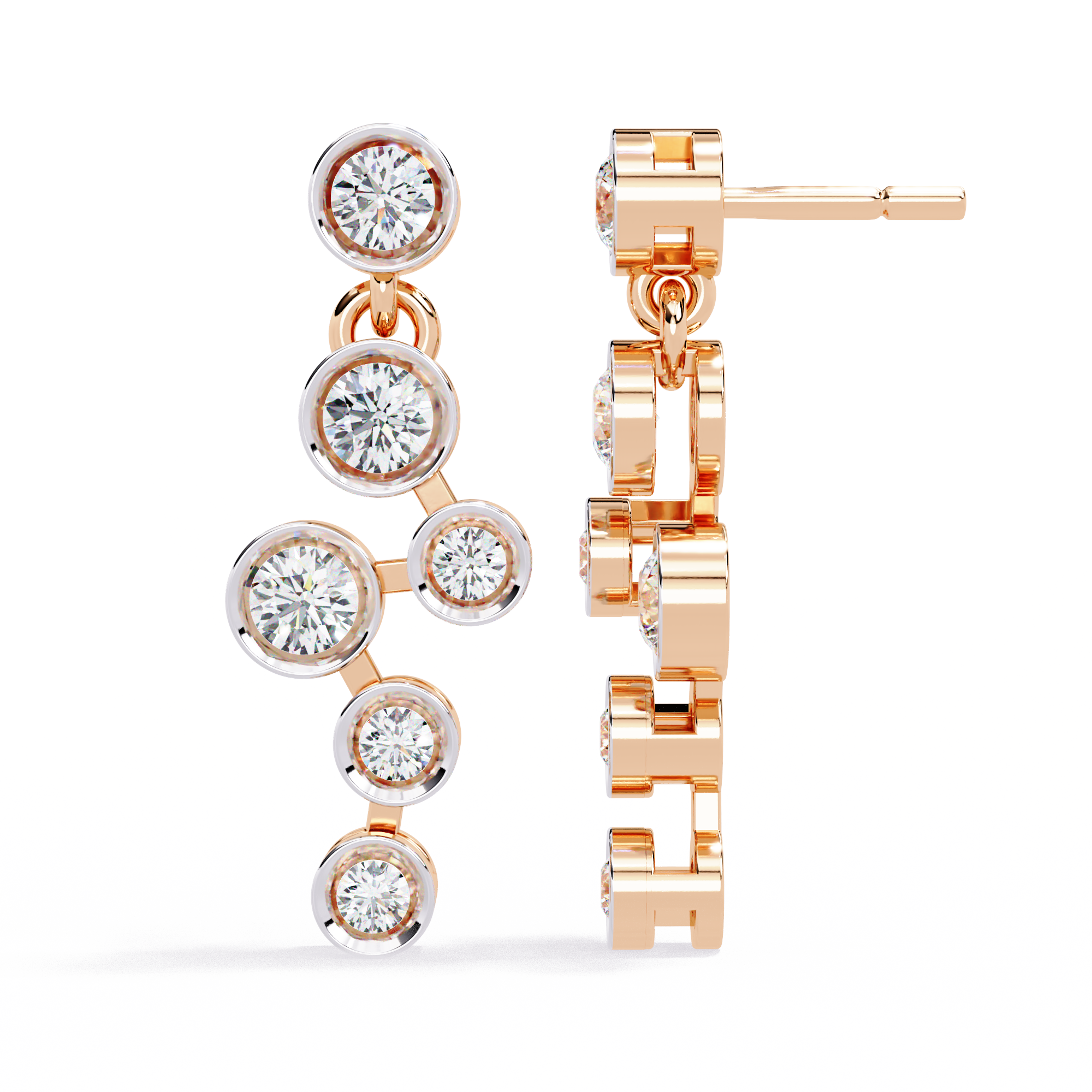 0.39 CT OVAL CASCADE EARRING 9k
