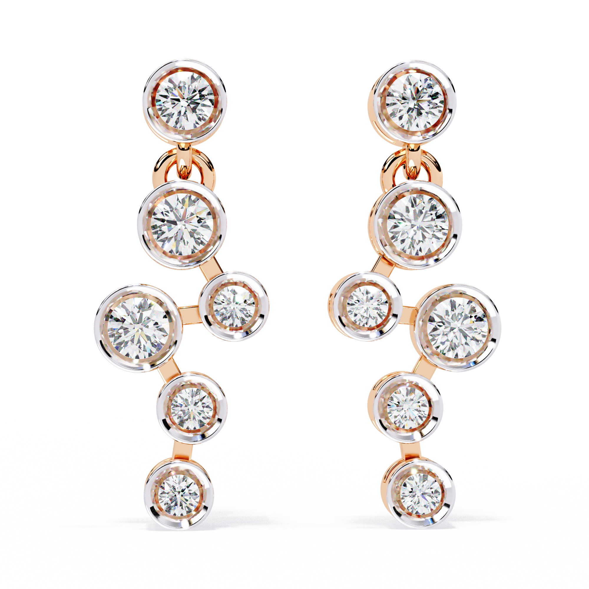 0.39 CT OVAL CASCADE EARRING 9k
