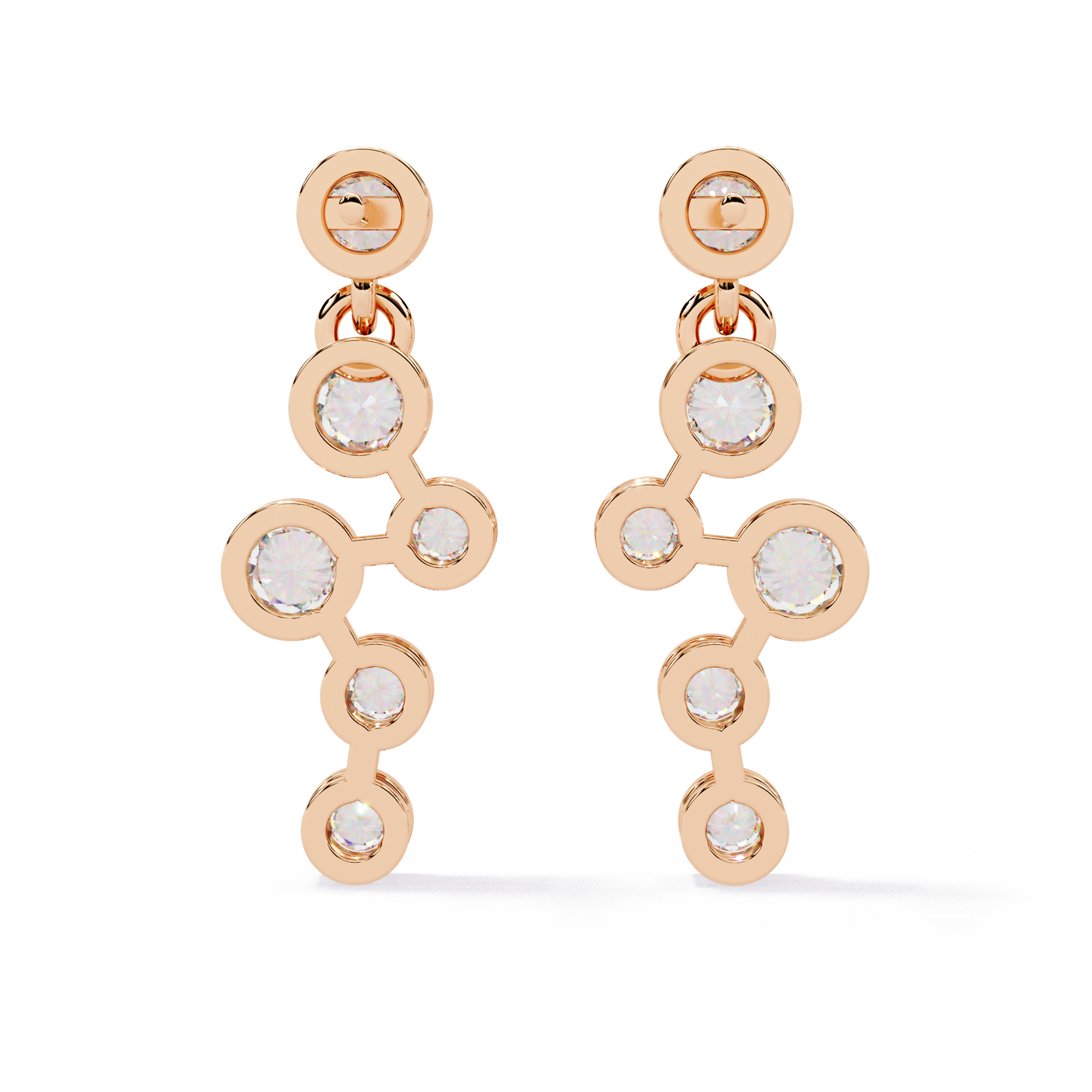 0.39 CT OVAL CASCADE EARRING 9k