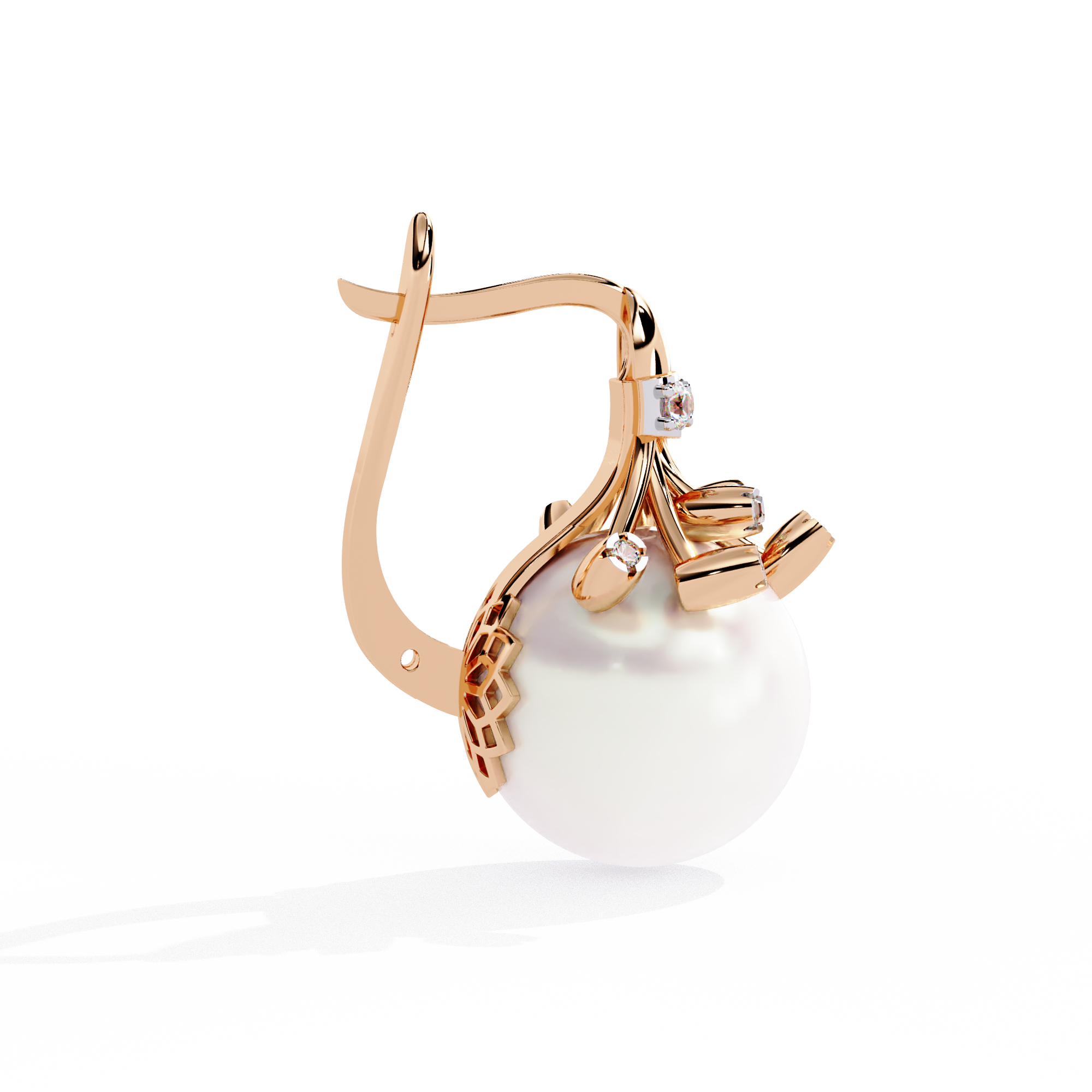 0.36 CT PEARL HALO EARRING