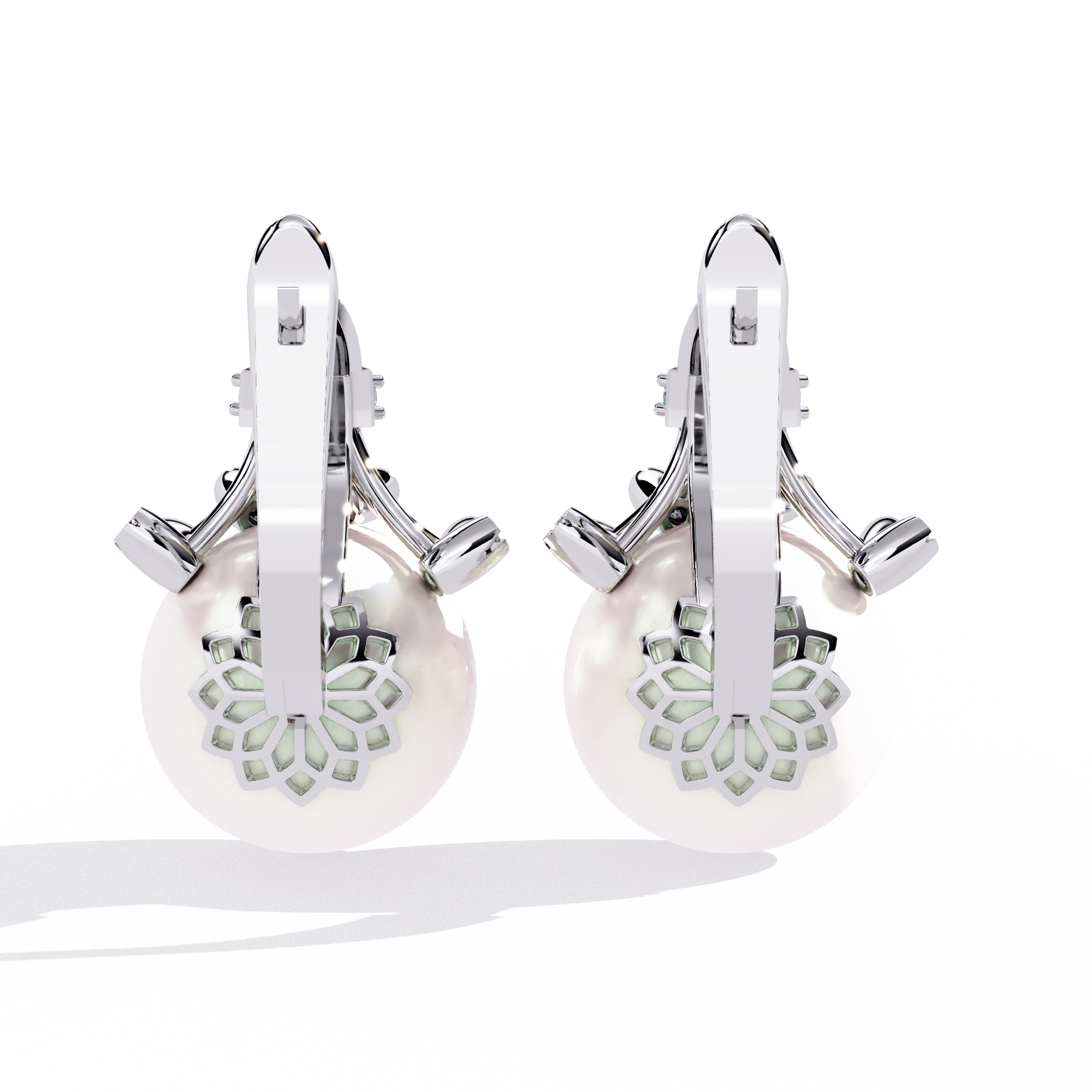 0.36 CT PEARL HALO EARRING 9k