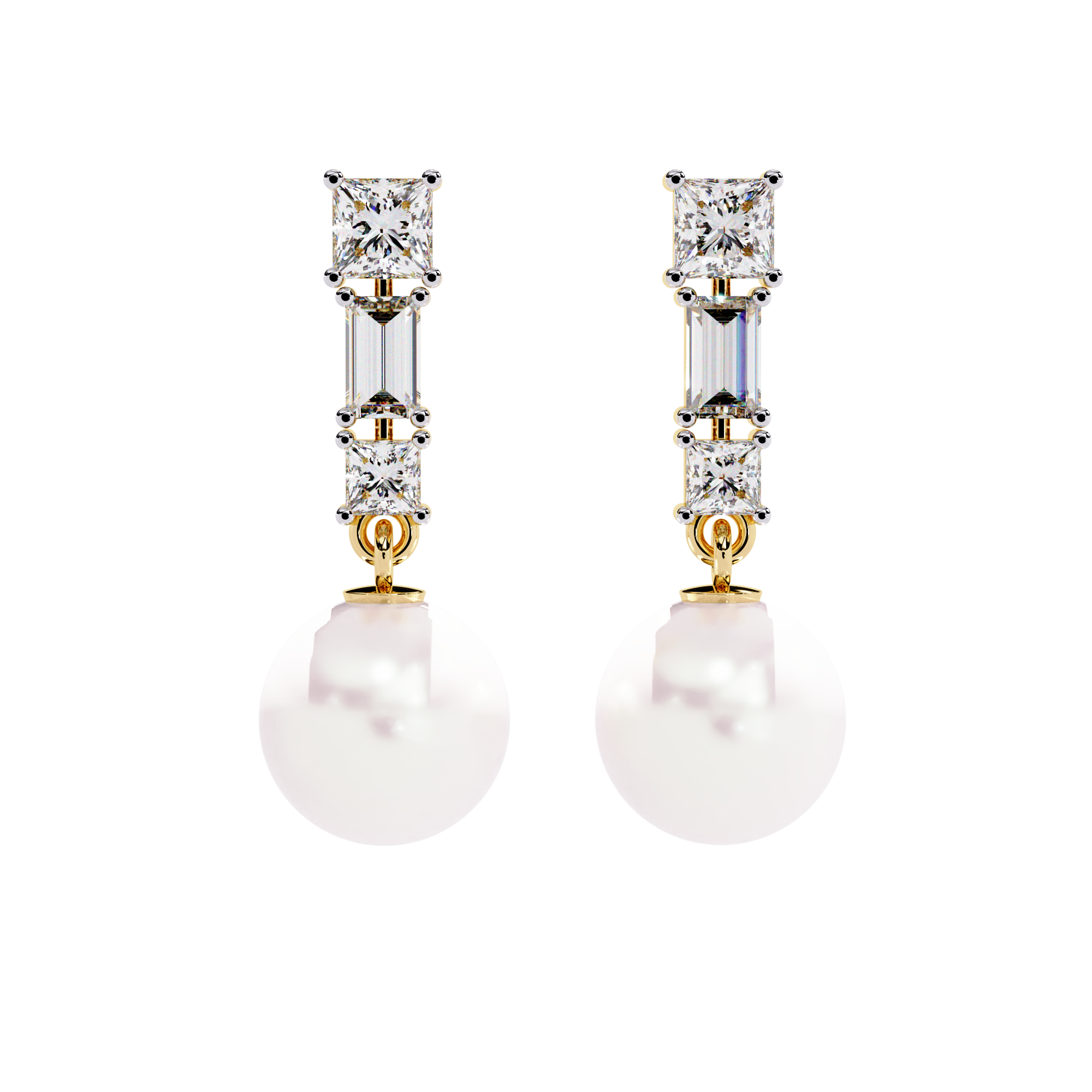 2.07 CT TRINITY PEARL EARRING 18K
