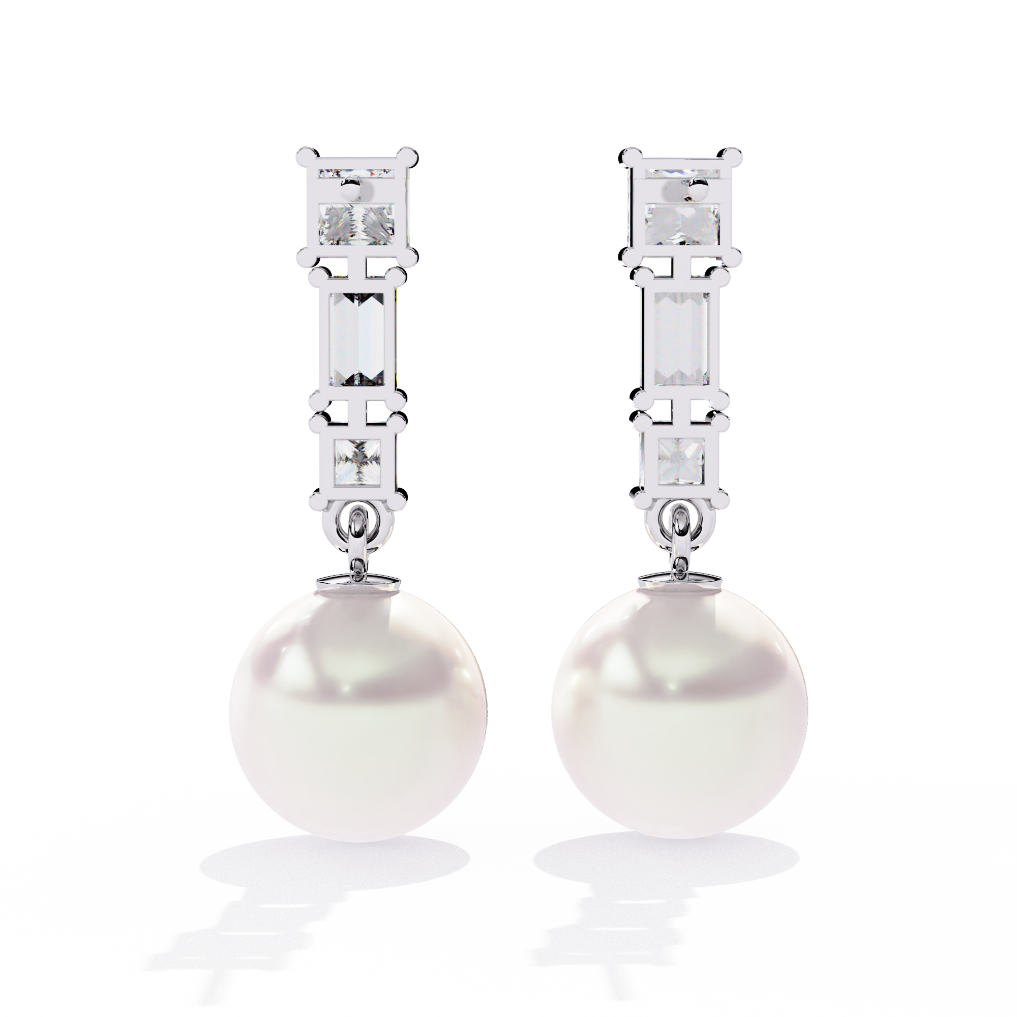 2.07 CT TRINITY PEARL EARRING 9k