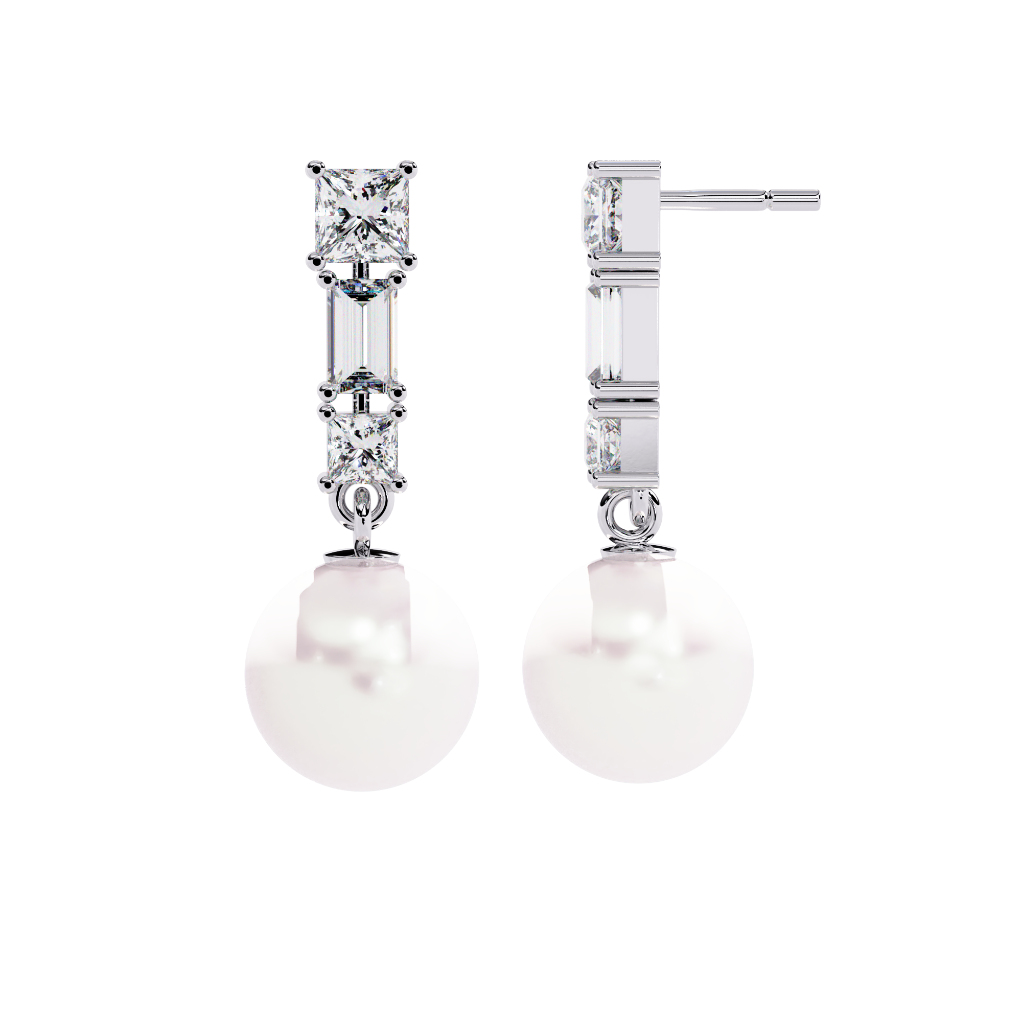 2.07 CT TRINITY PEARL EARRING 18K