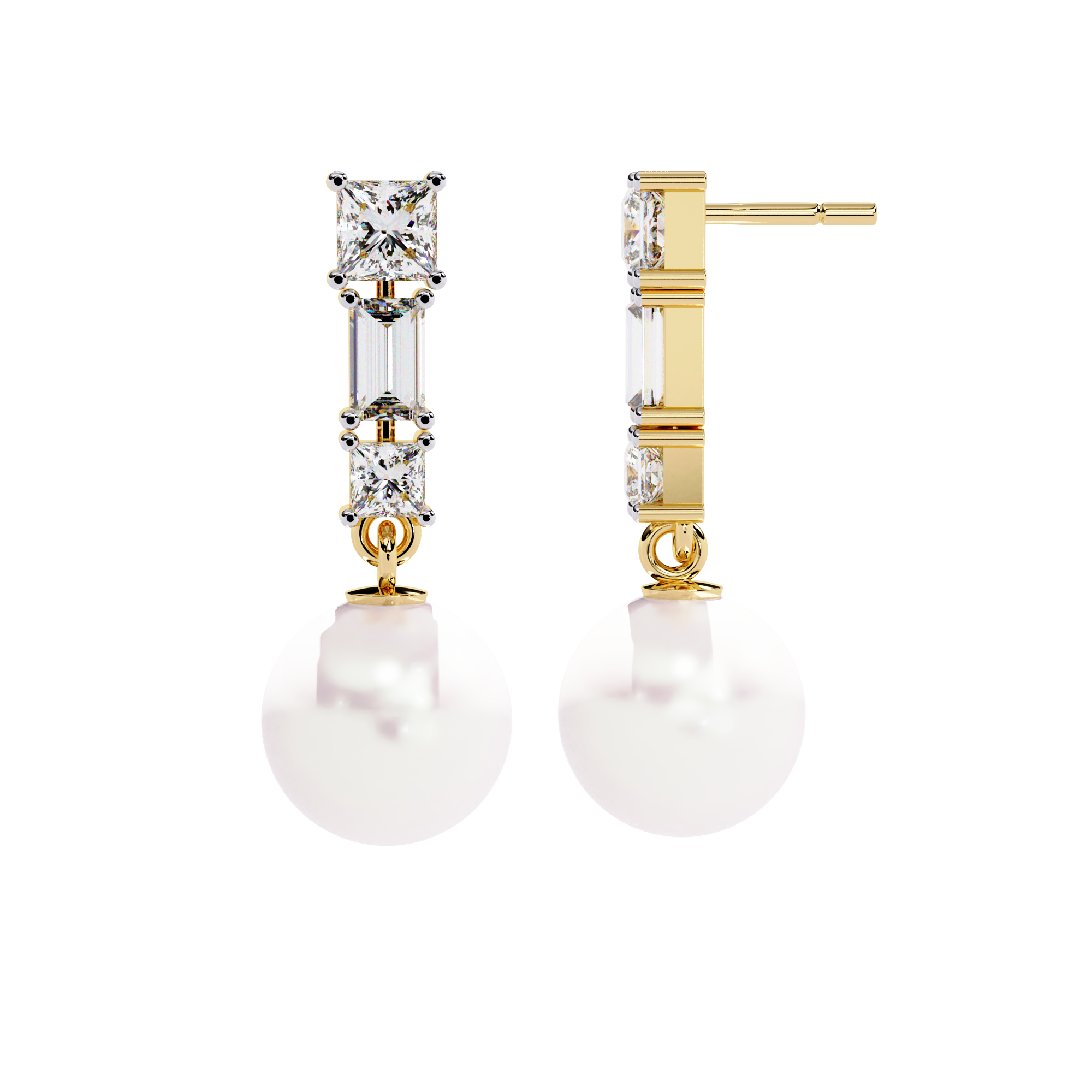 2.07 CT TRINITY PEARL EARRING 18K