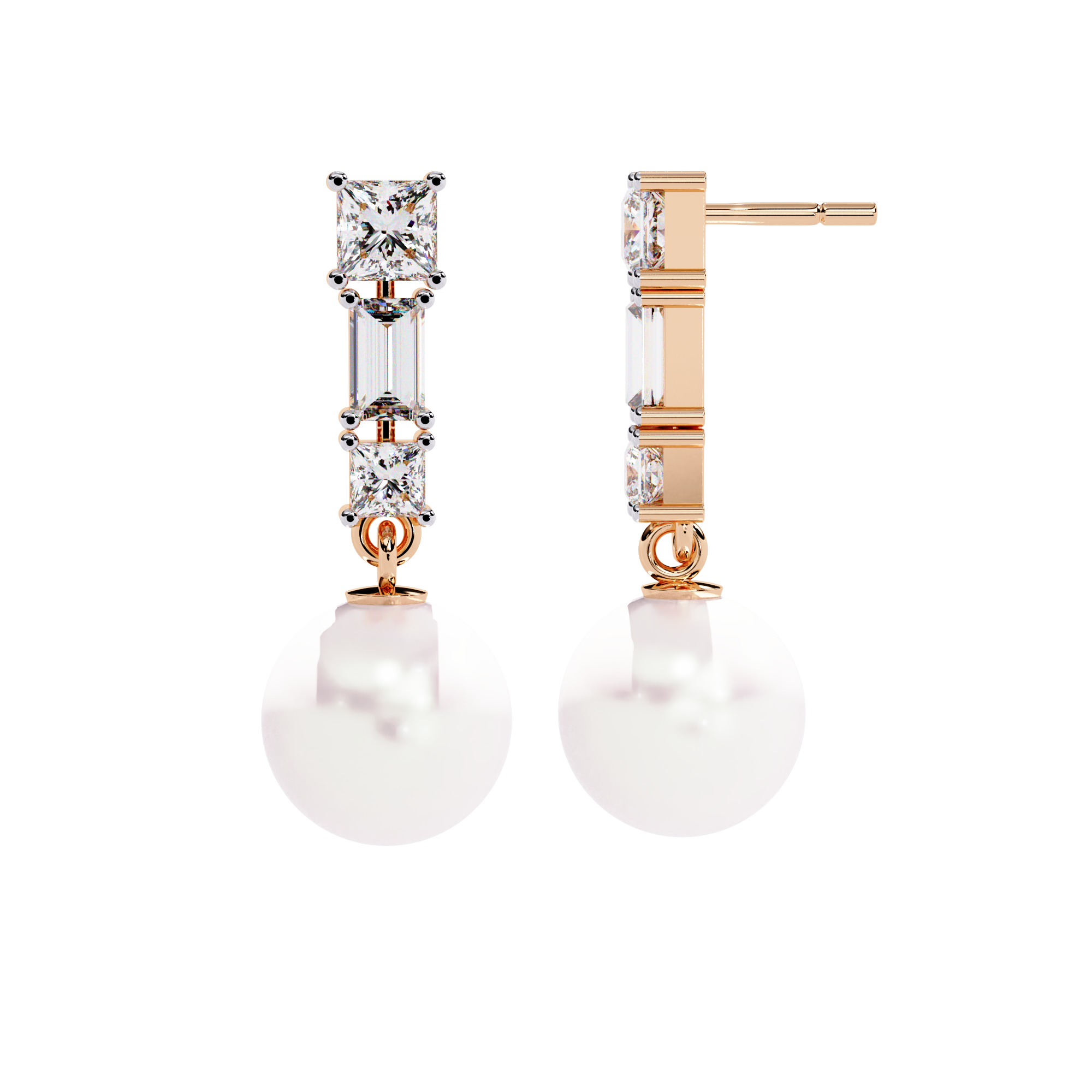 2.07 CT TRINITY PEARL EARRING 18K