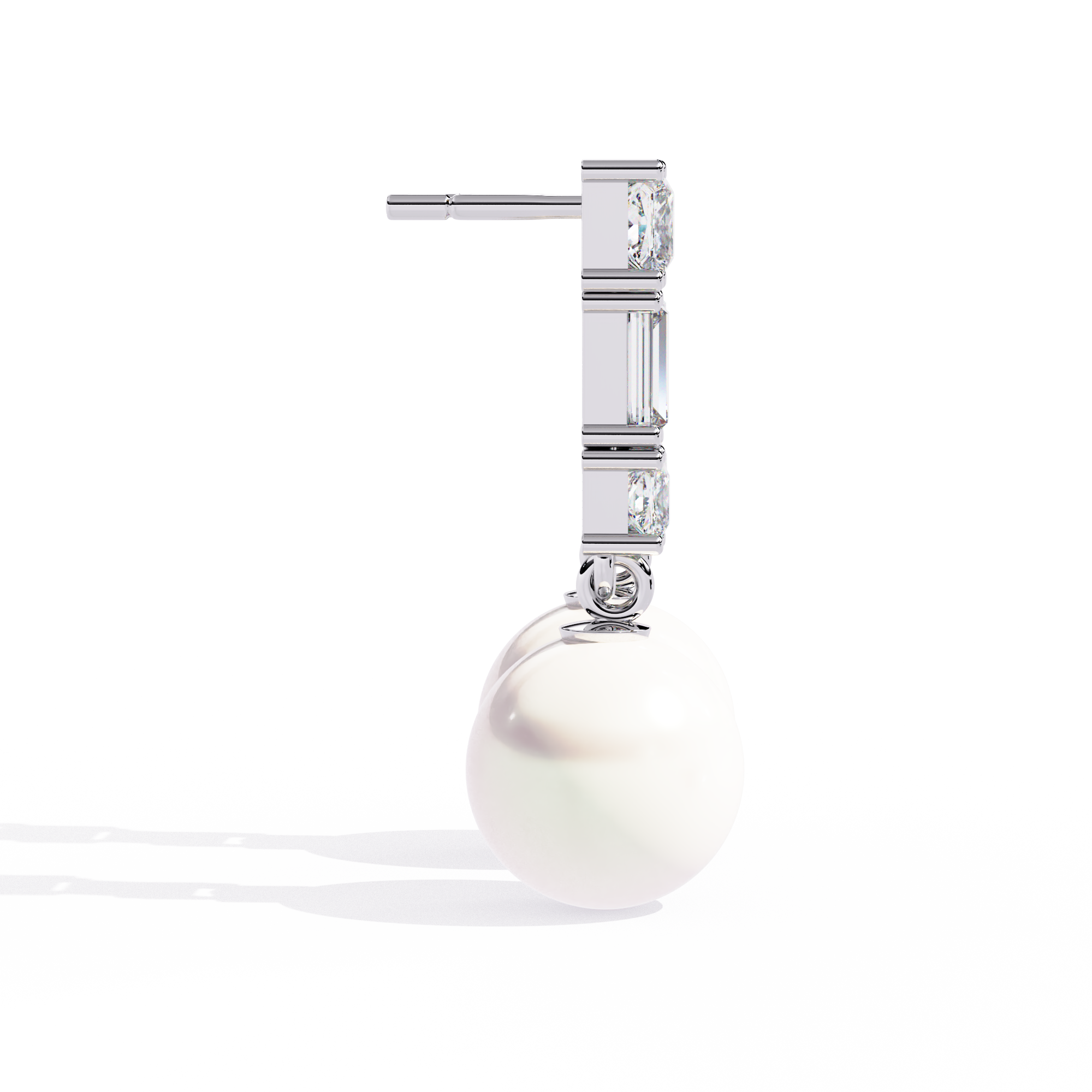 2.07 CT TRINITY PEARL EARRING 9k