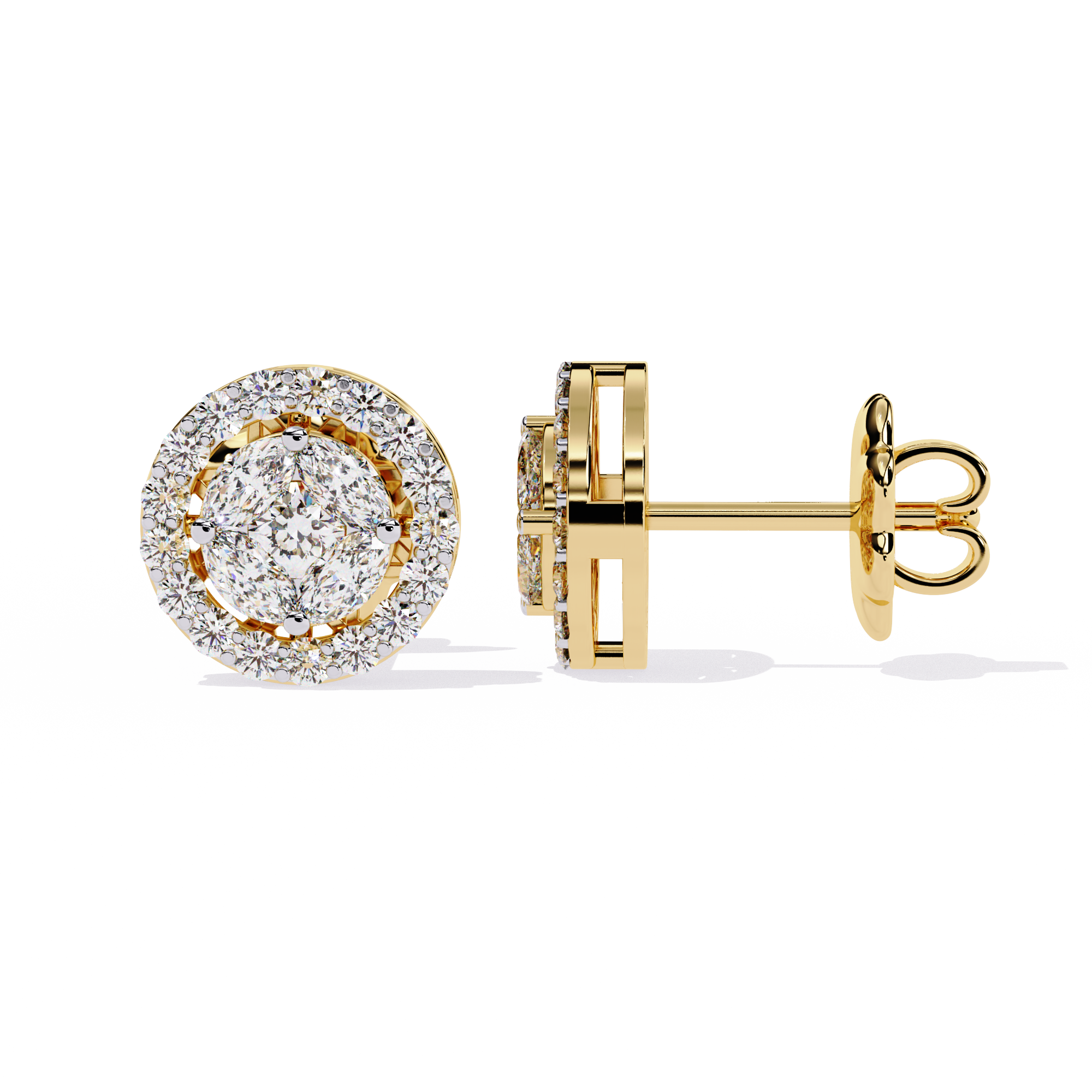 1.51 CT LUSTROUS OVAL HALO EARRING 9k