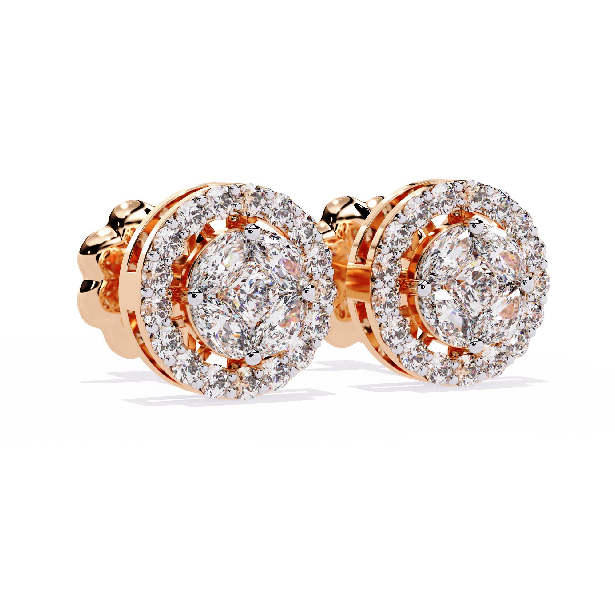 1.51 CT LUSTROUS OVAL HALO EARRING 9k
