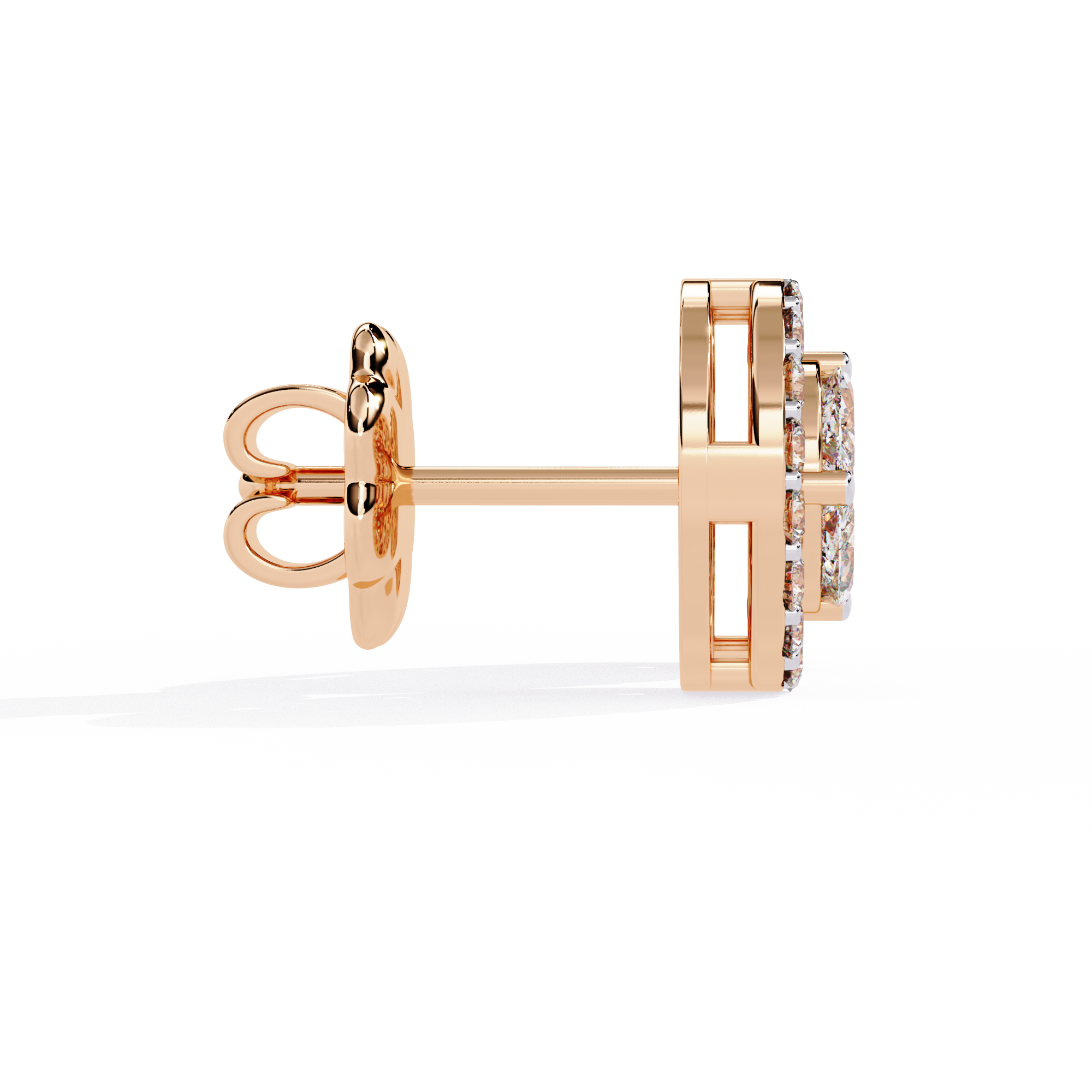 1.51 CT LUSTROUS OVAL HALO EARRING 9k