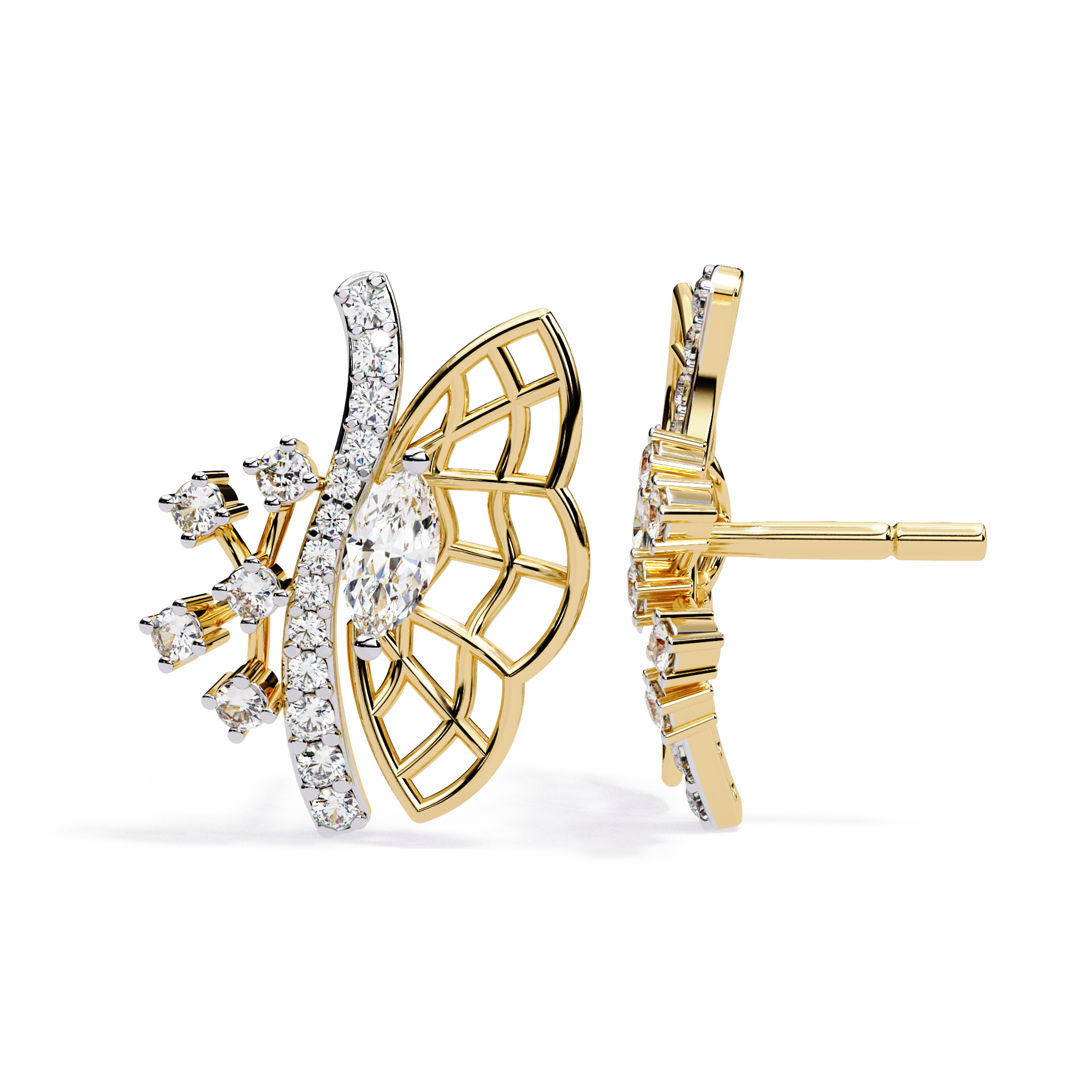 0.37 CT DIAMOND FLUTTER EARRING 9k