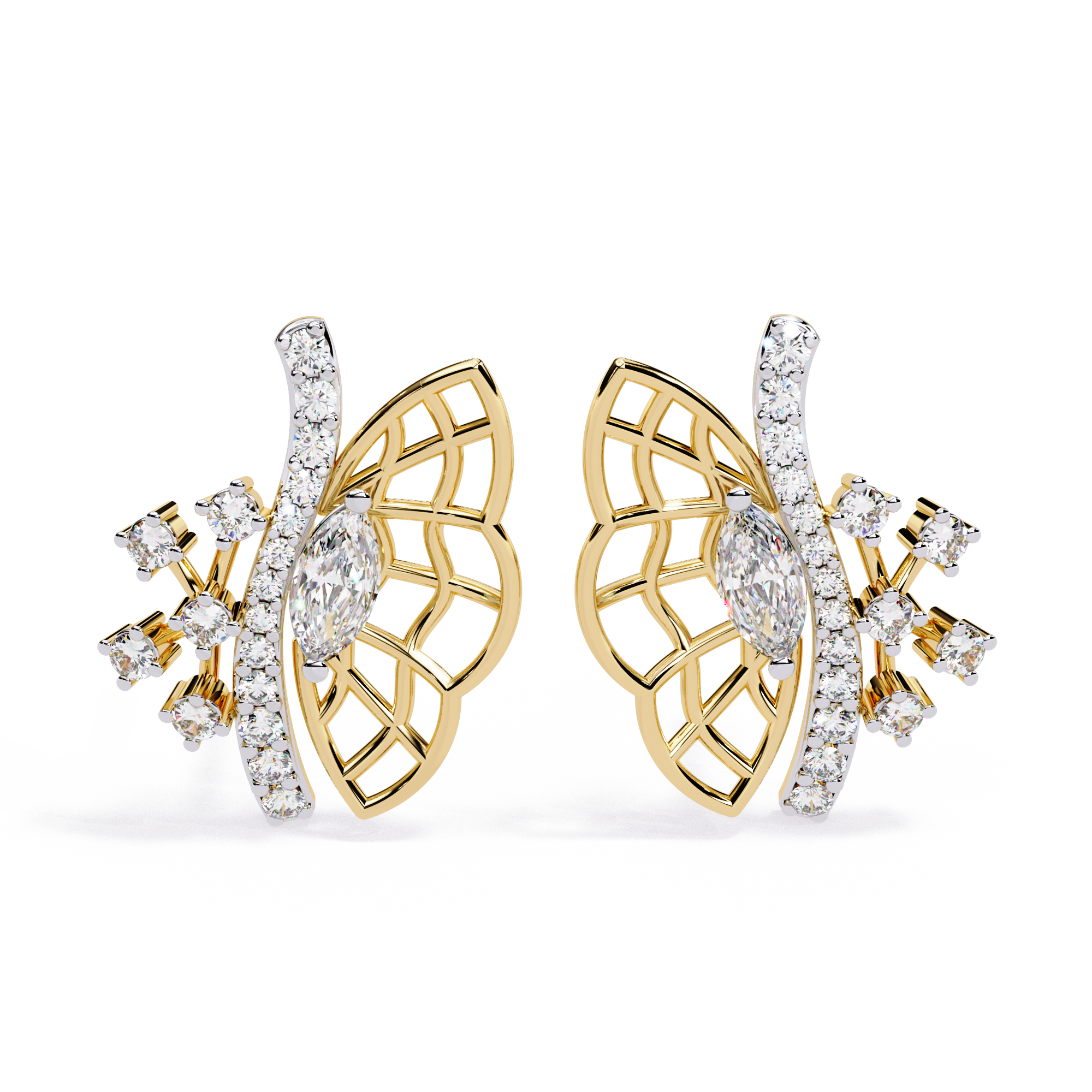 0.37 CT DIAMOND FLUTTER EARRING 9k