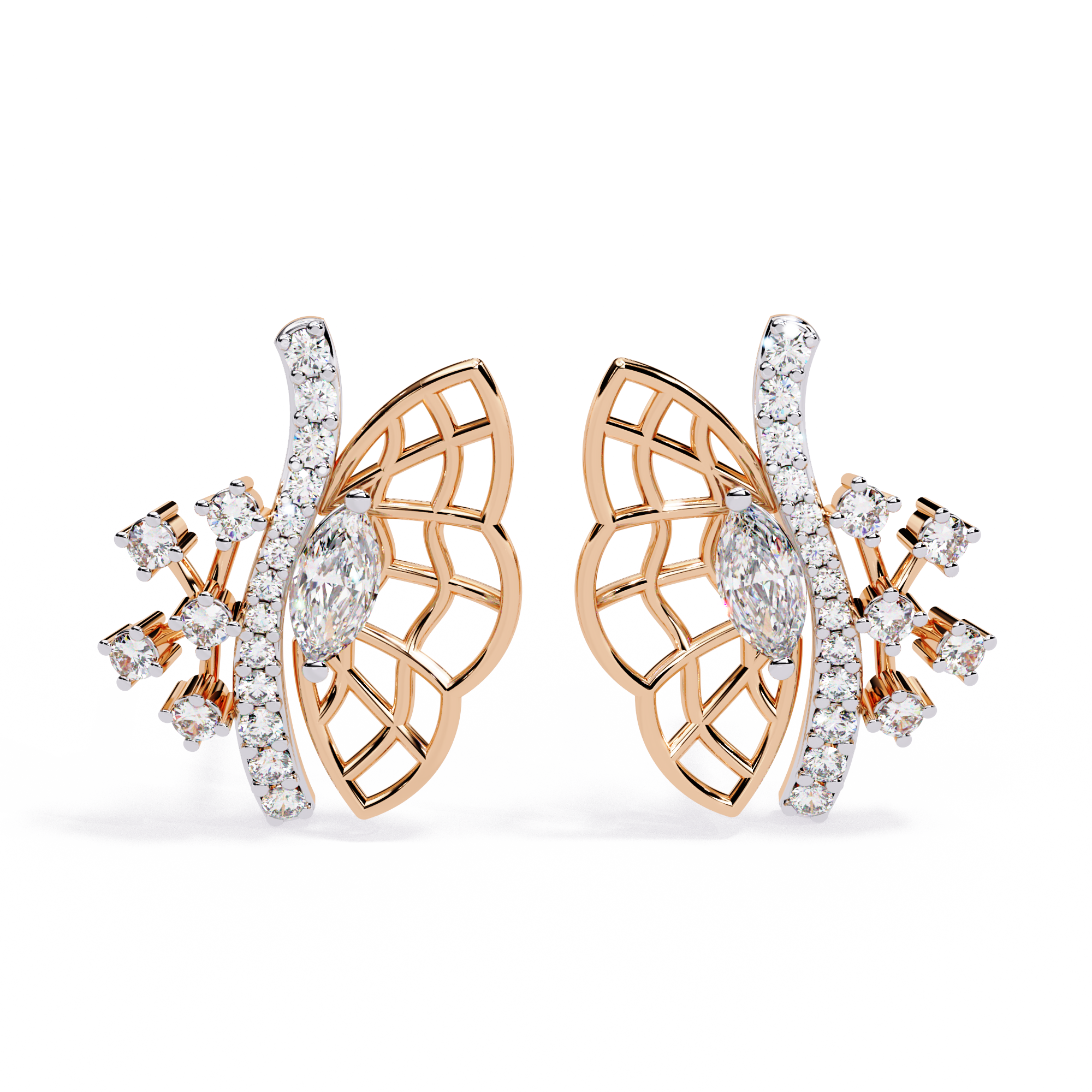 0.37 CT DIAMOND FLUTTER EARRING 9k