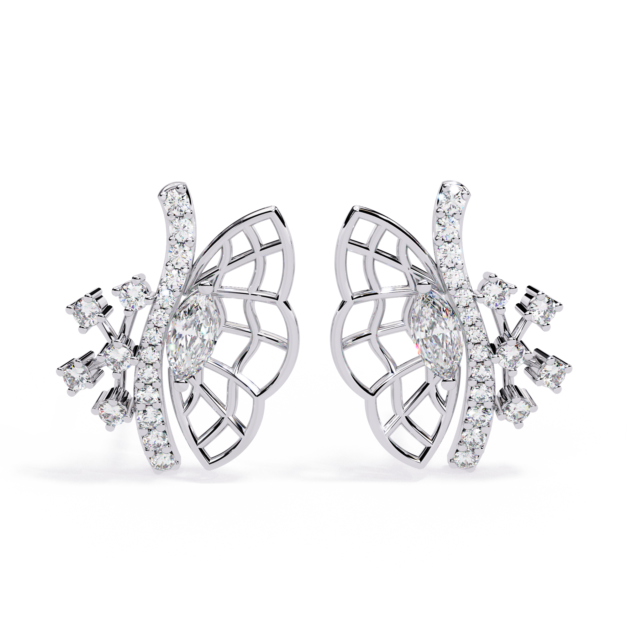 0.37 CT DIAMOND FLUTTER EARRING 9k