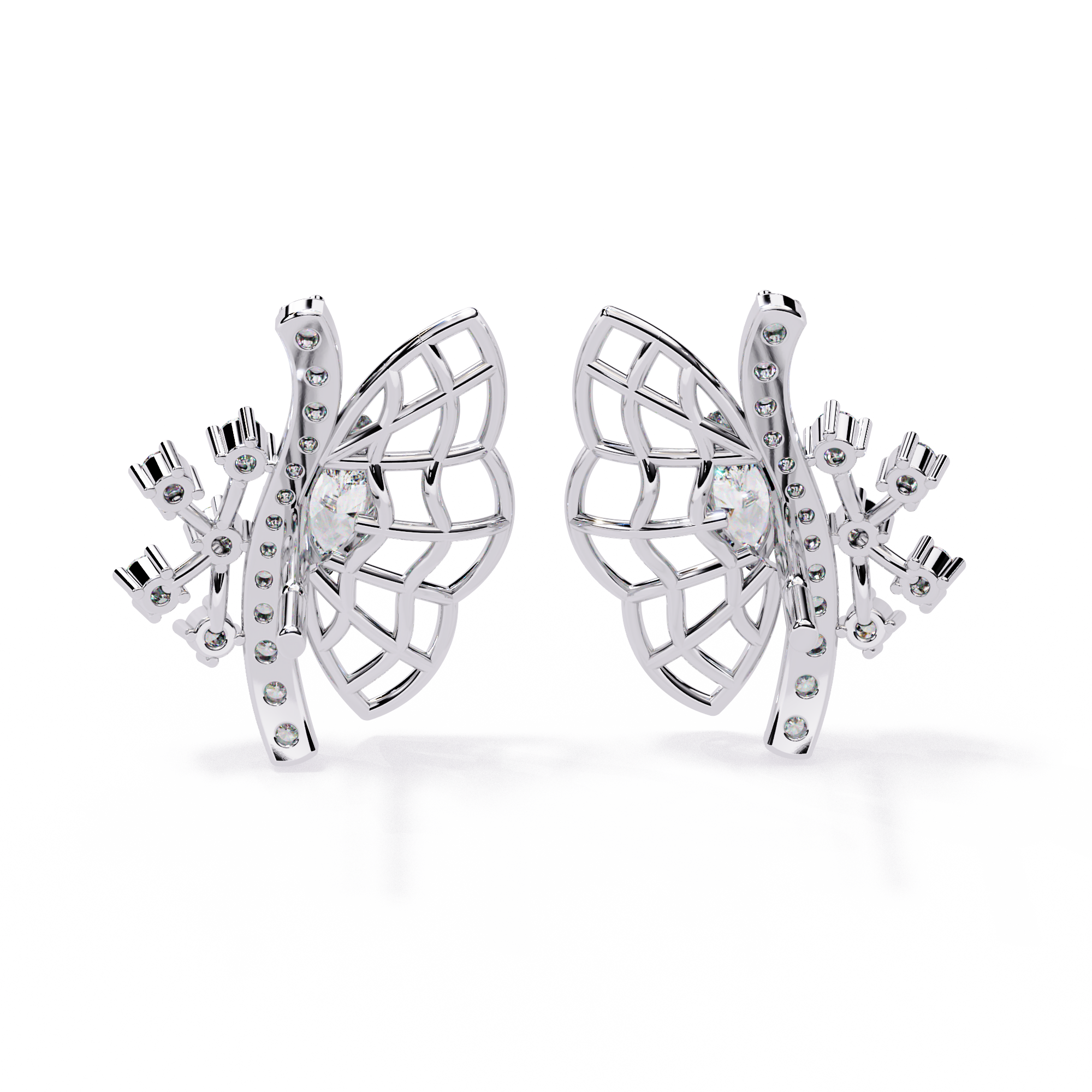 0.37 CT DIAMOND FLUTTER EARRING 9k