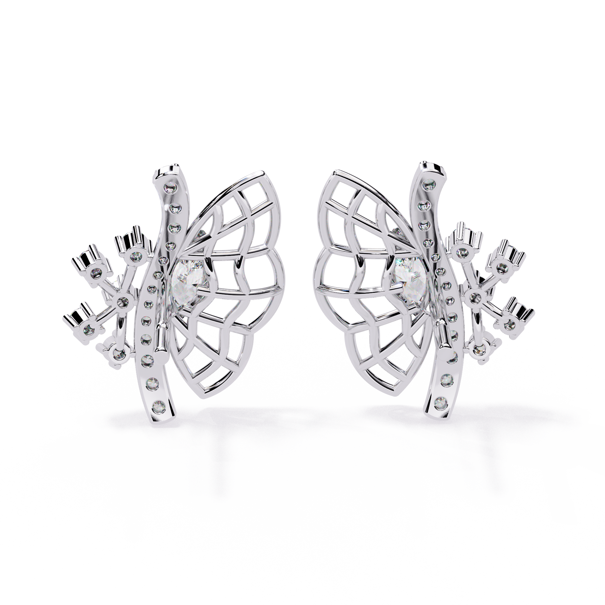 0.37 CT DIAMOND FLUTTER EARRING 9k