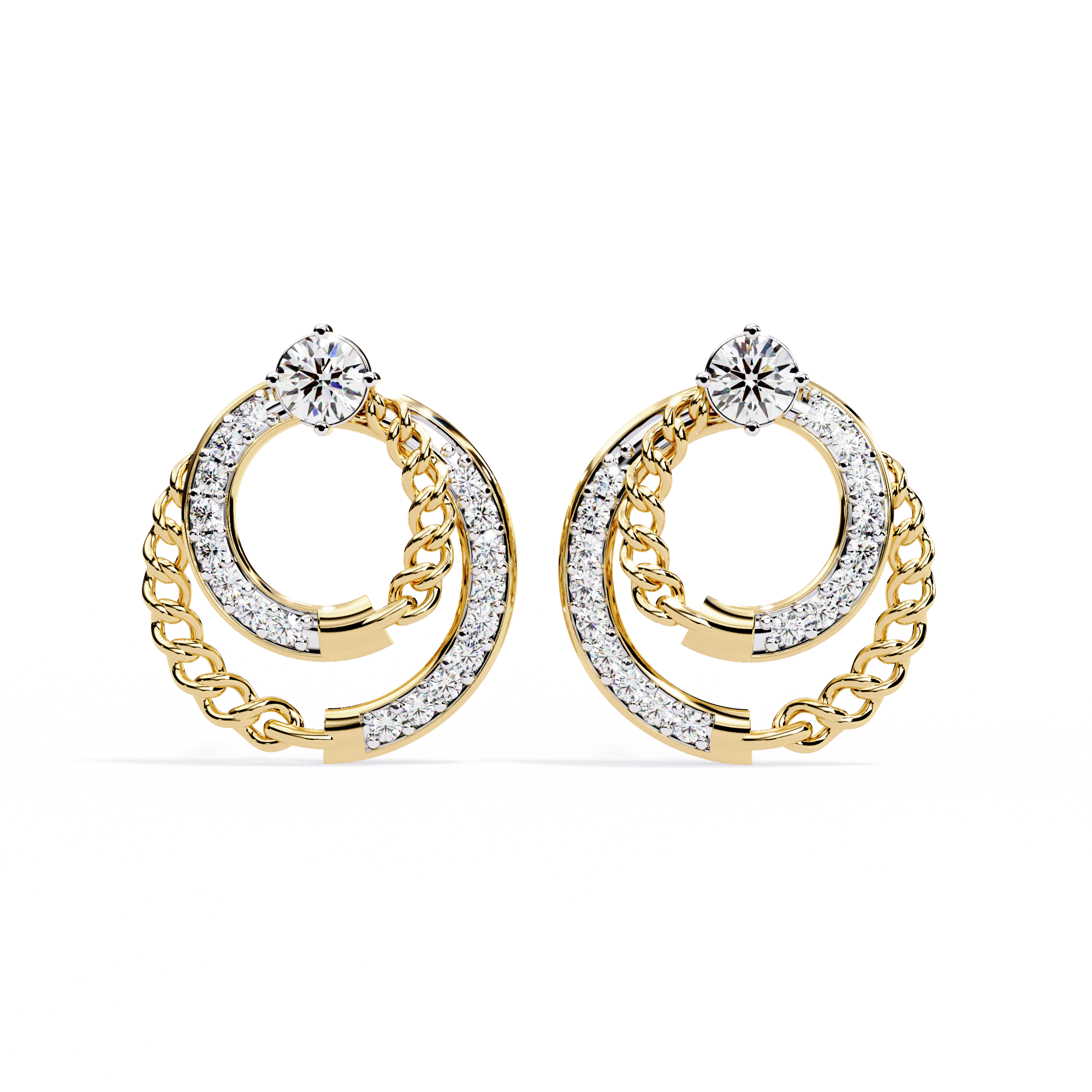 0.47 CT TWISTED HALO EARRING 18K