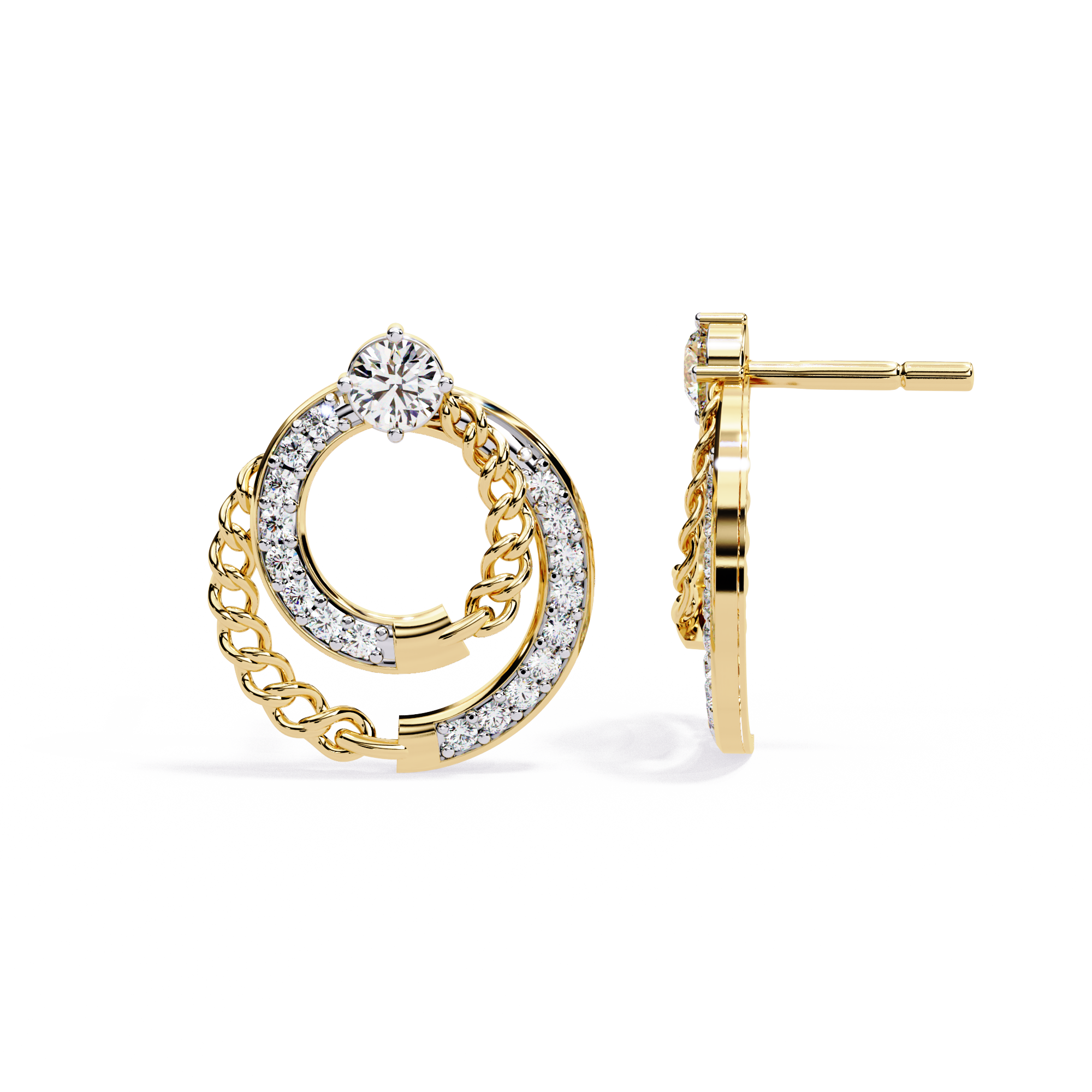 0.47 CT TWISTED HALO EARRING 18K