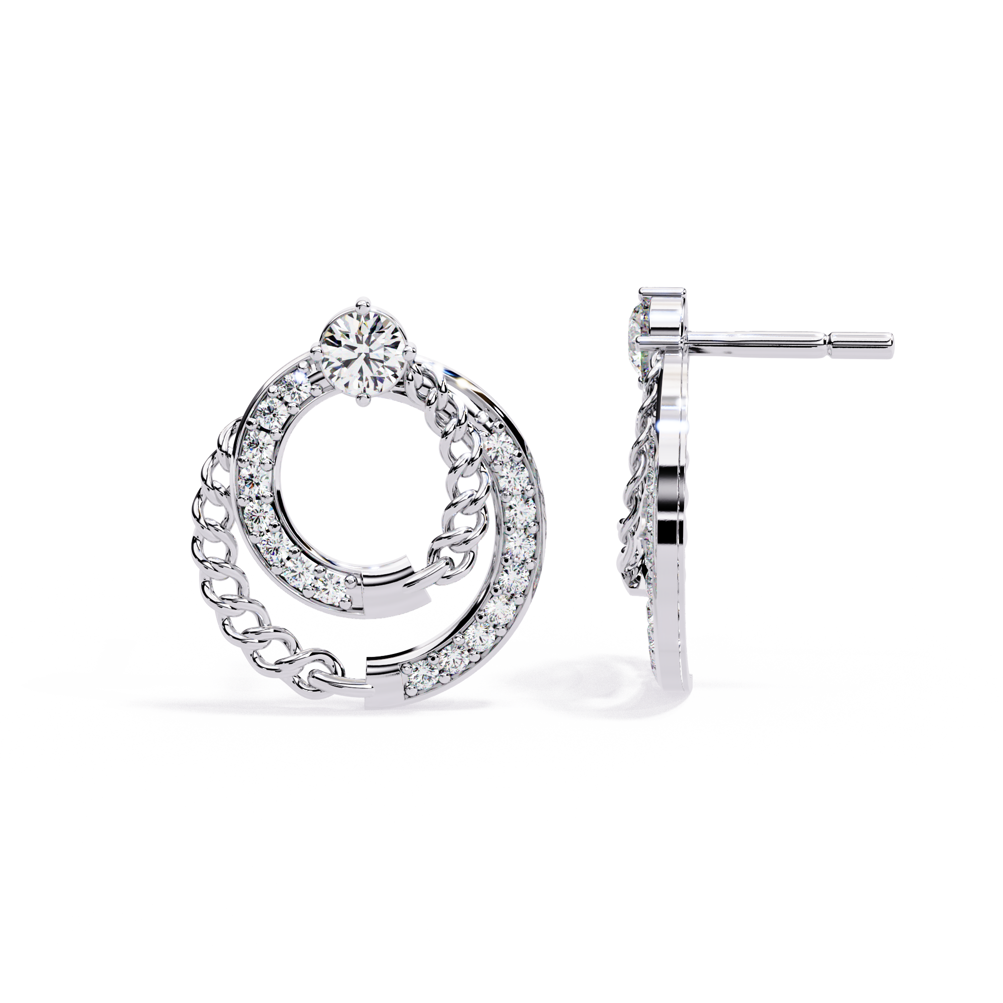 0.47 CT TWISTED HALO EARRING 18K