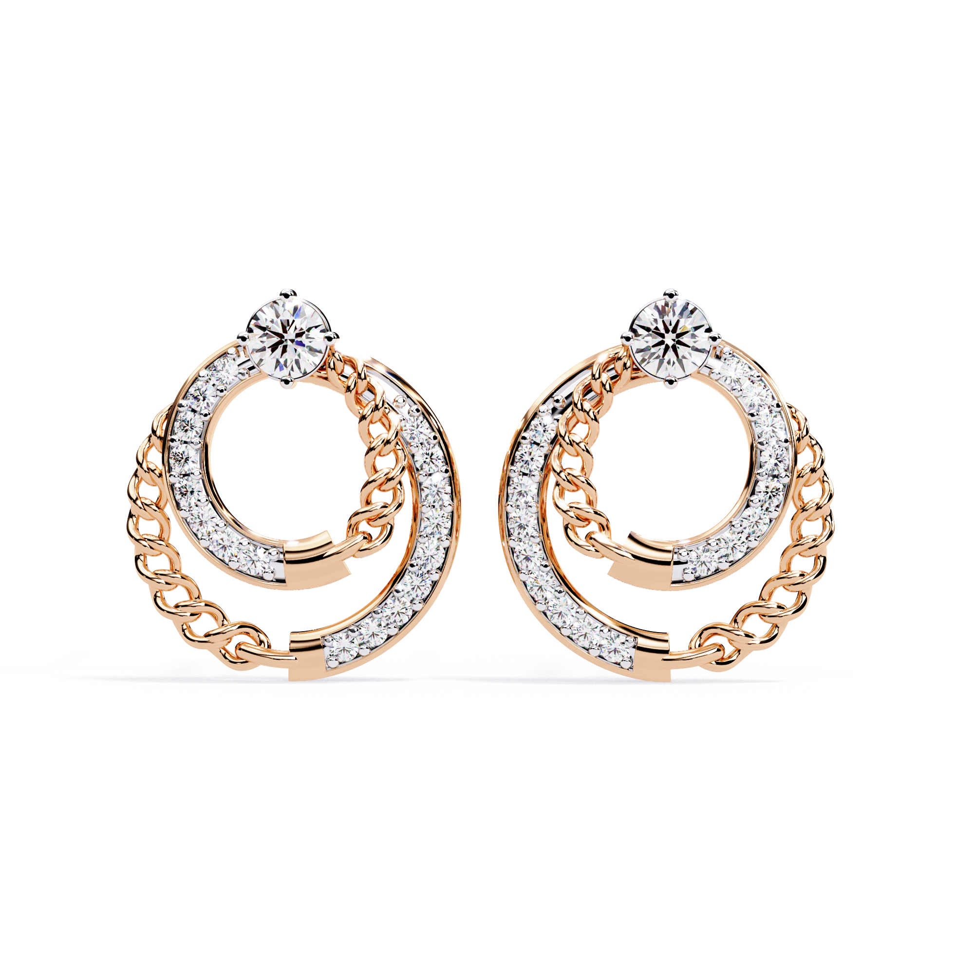0.47 CT TWISTED HALO EARRING 9k