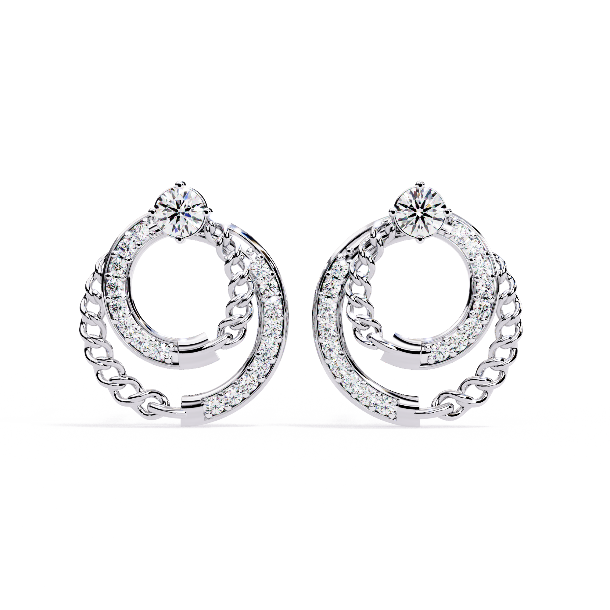 0.47 CT TWISTED HALO EARRING 18K