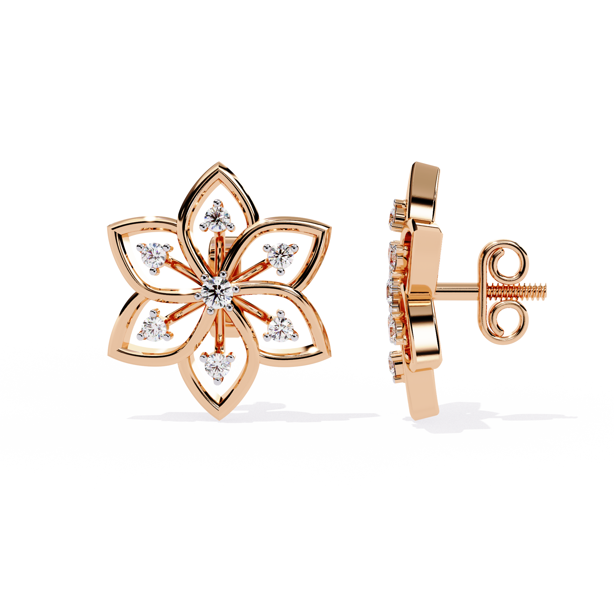 0.10 CT LOTUS WHISPER EARRING 9k