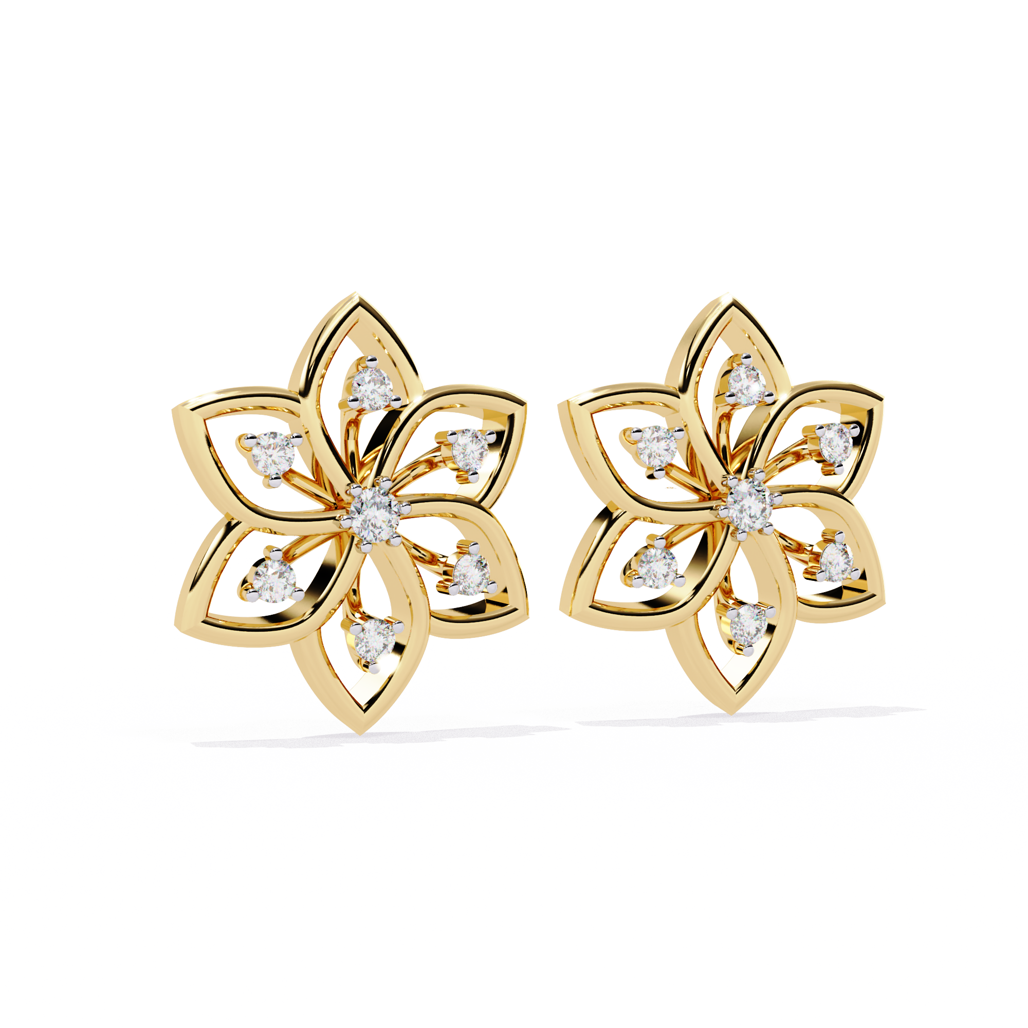 0.10 CT LOTUS WHISPER EARRING 9k