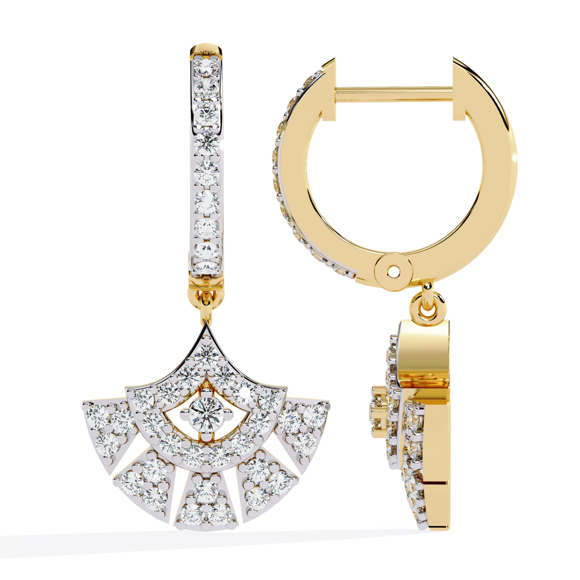 0.49 CT ART DECO FAN EARRING 9k