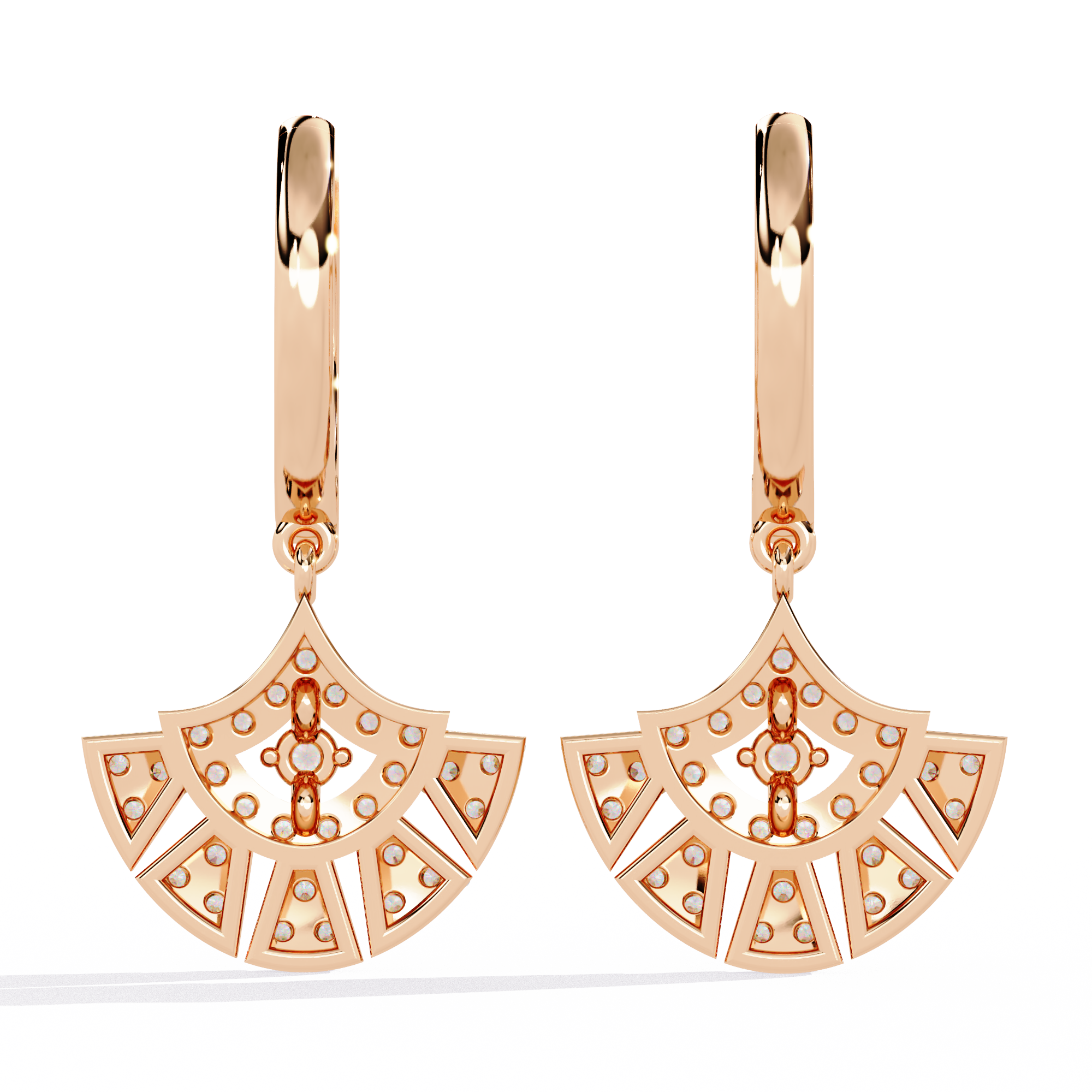 0.49 CT ART DECO FAN EARRING 9k
