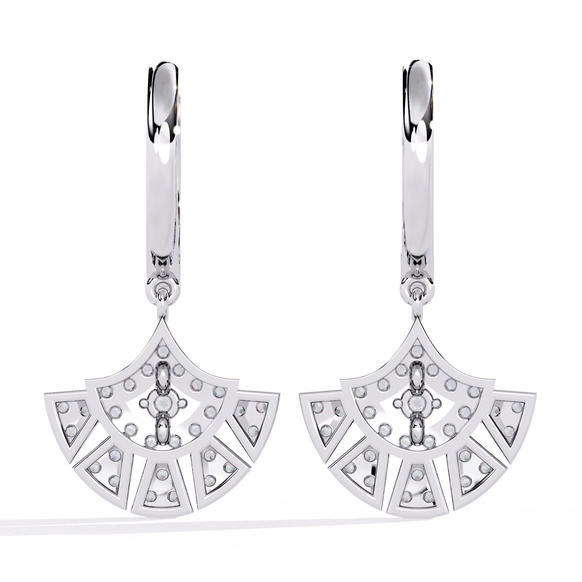 0.49 CT ART DECO FAN EARRING 9k
