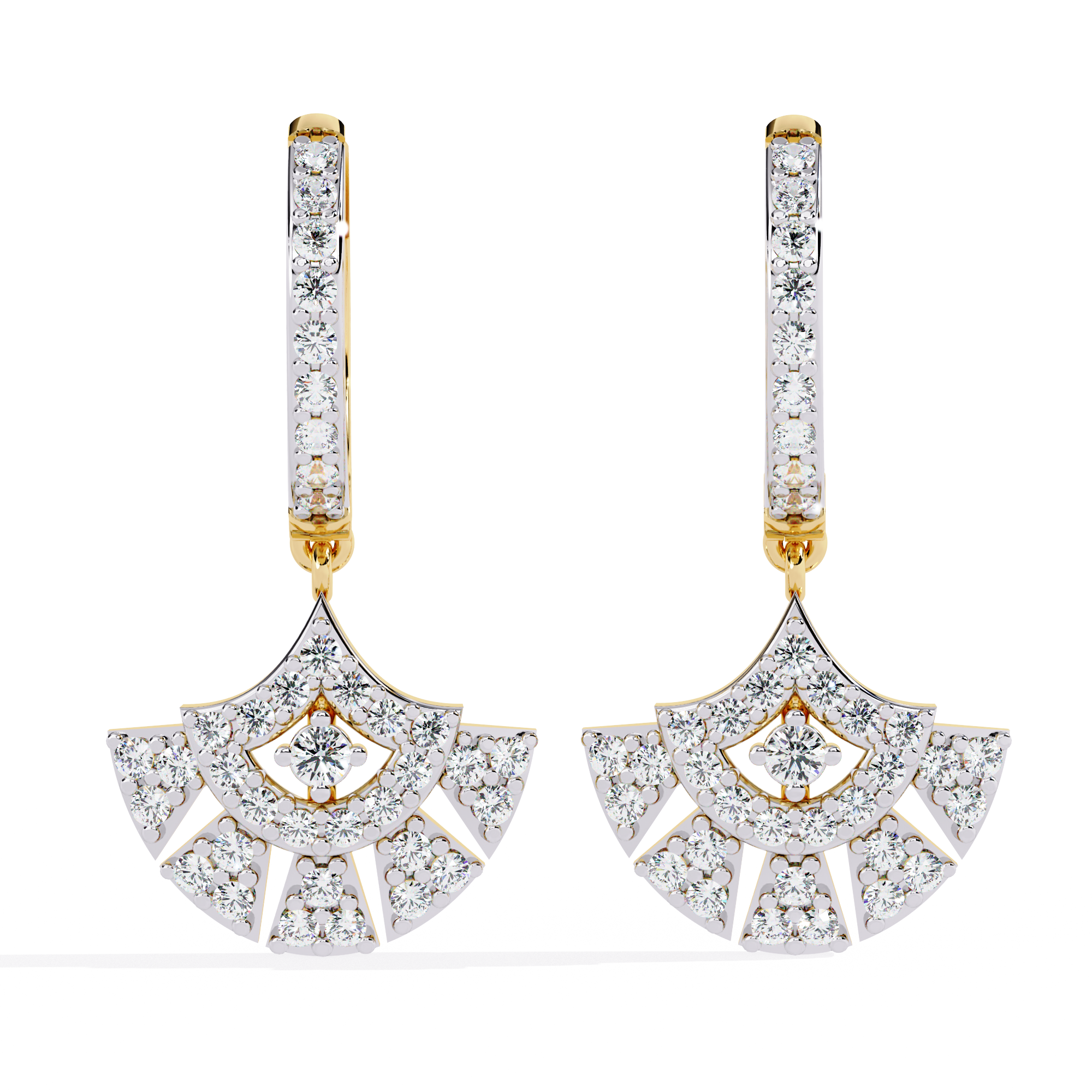 0.49 CT ART DECO FAN EARRING 9k