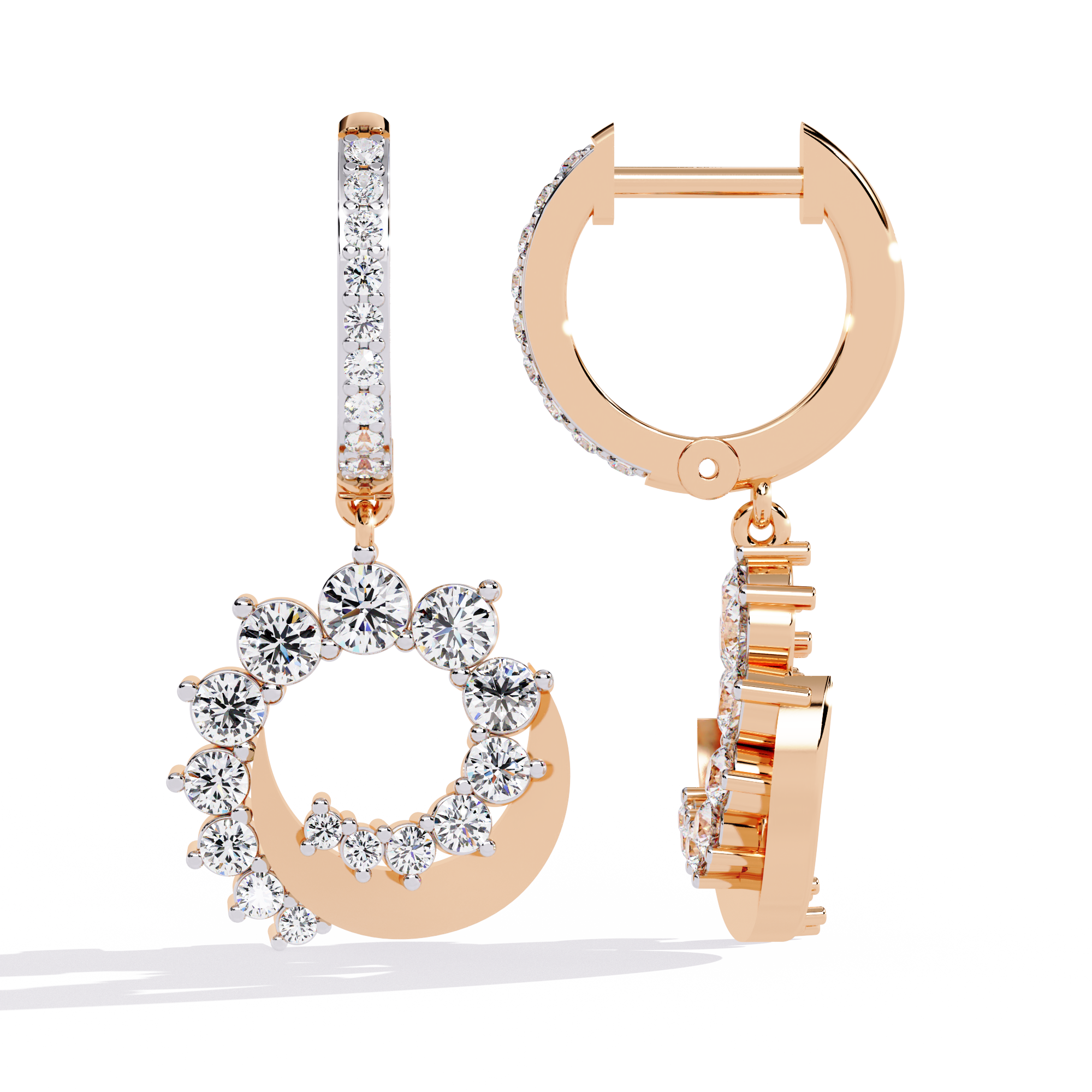 0.99 CT LUNAR HALO EARRING 9k