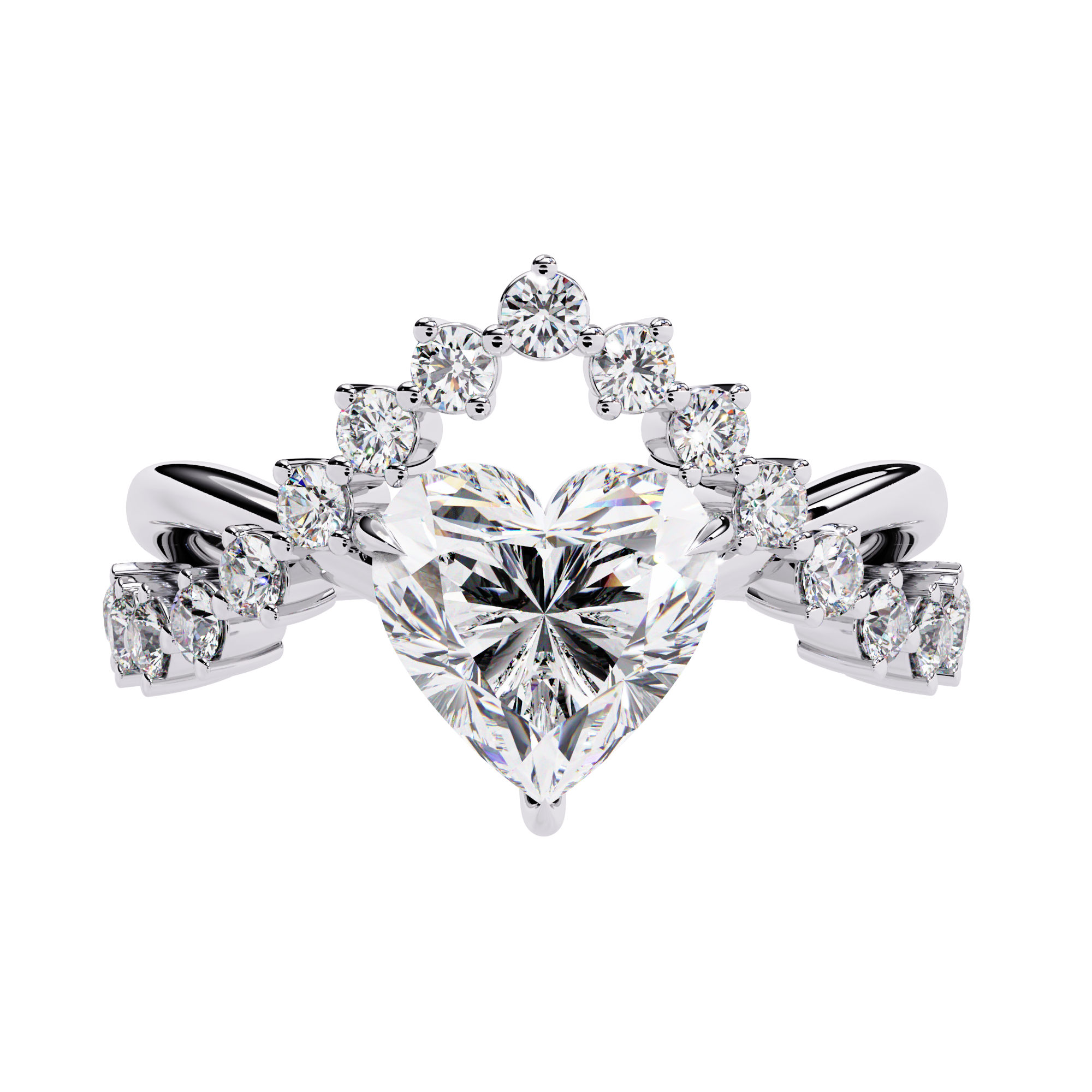 2.62 CT ROYAL HEART CROWN BAND 18K