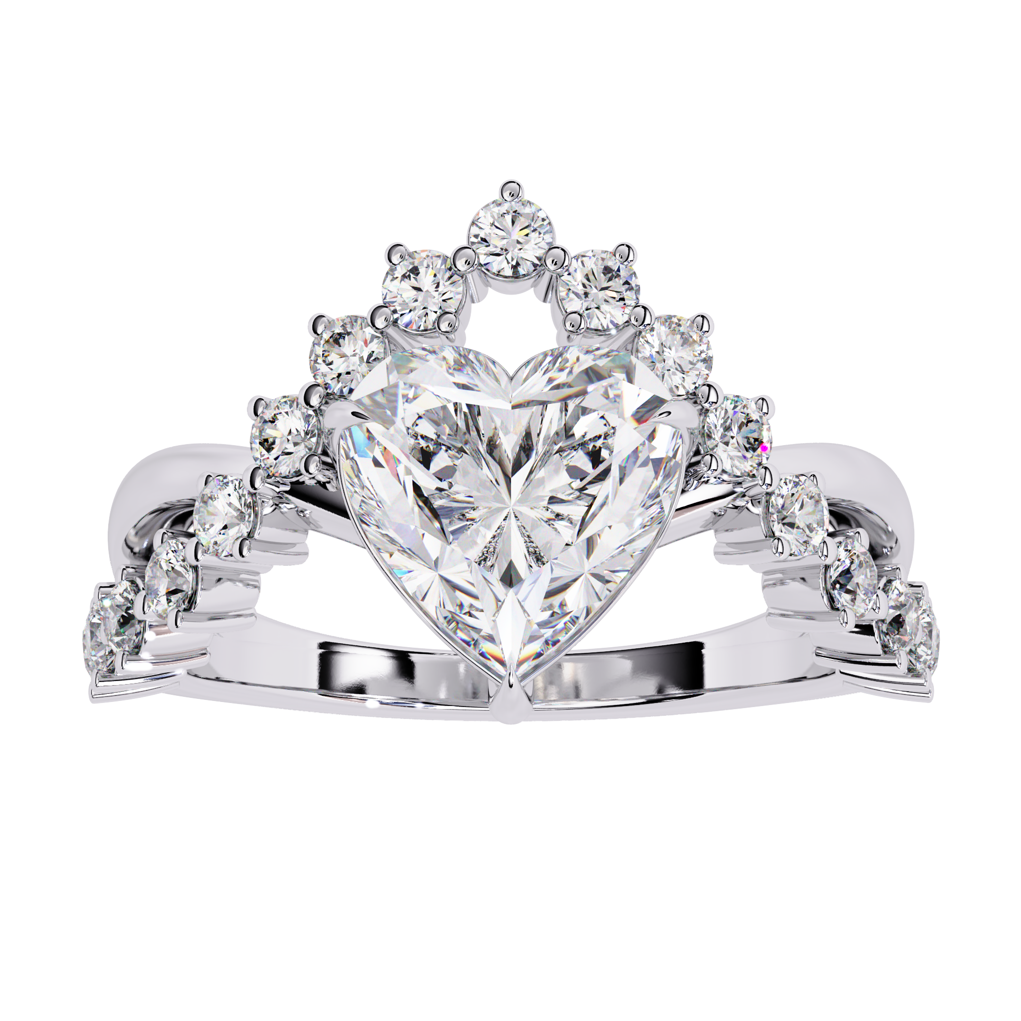 2.62 CT ROYAL HEART CROWN BAND 18K