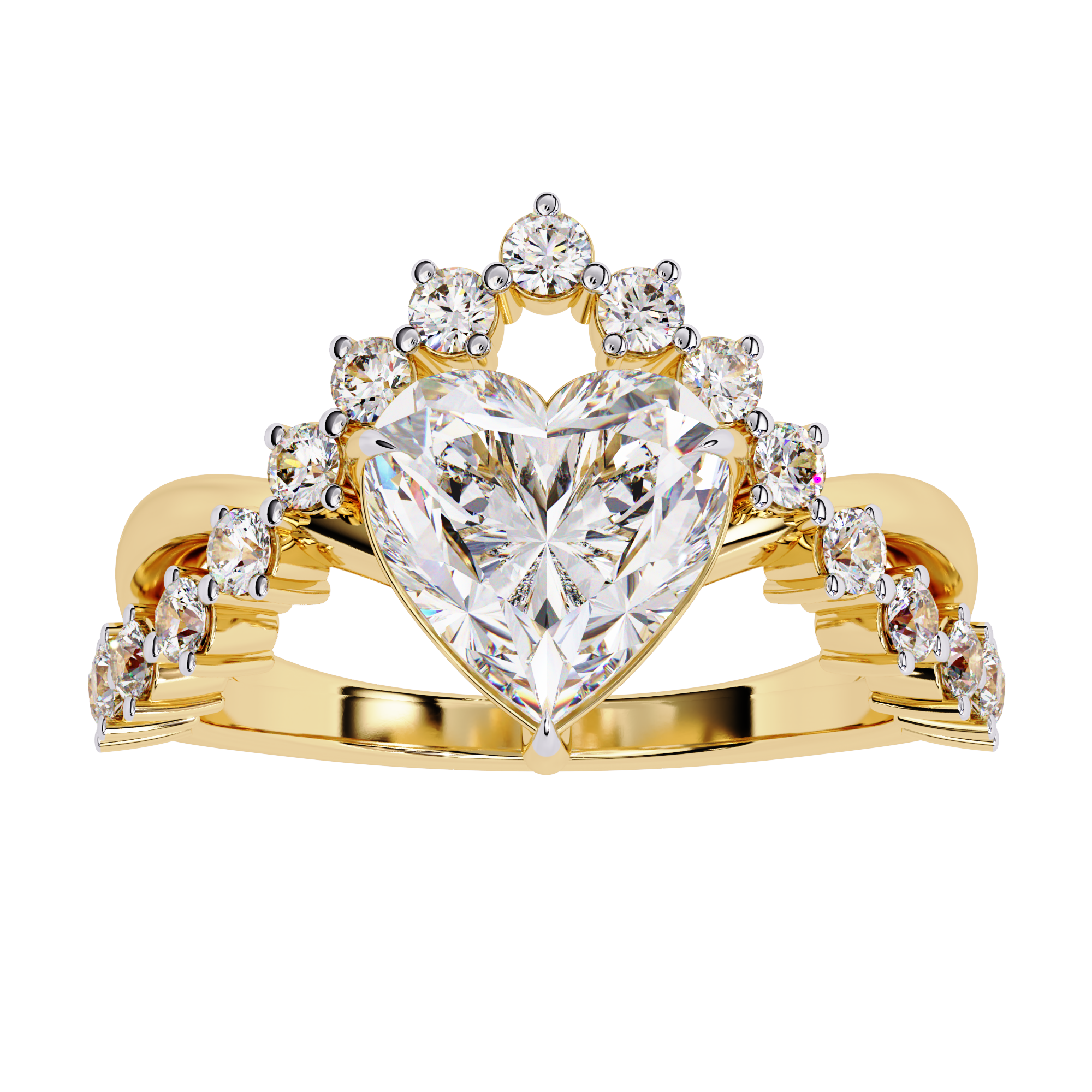 2.62 CT ROYAL HEART CROWN BAND 18K