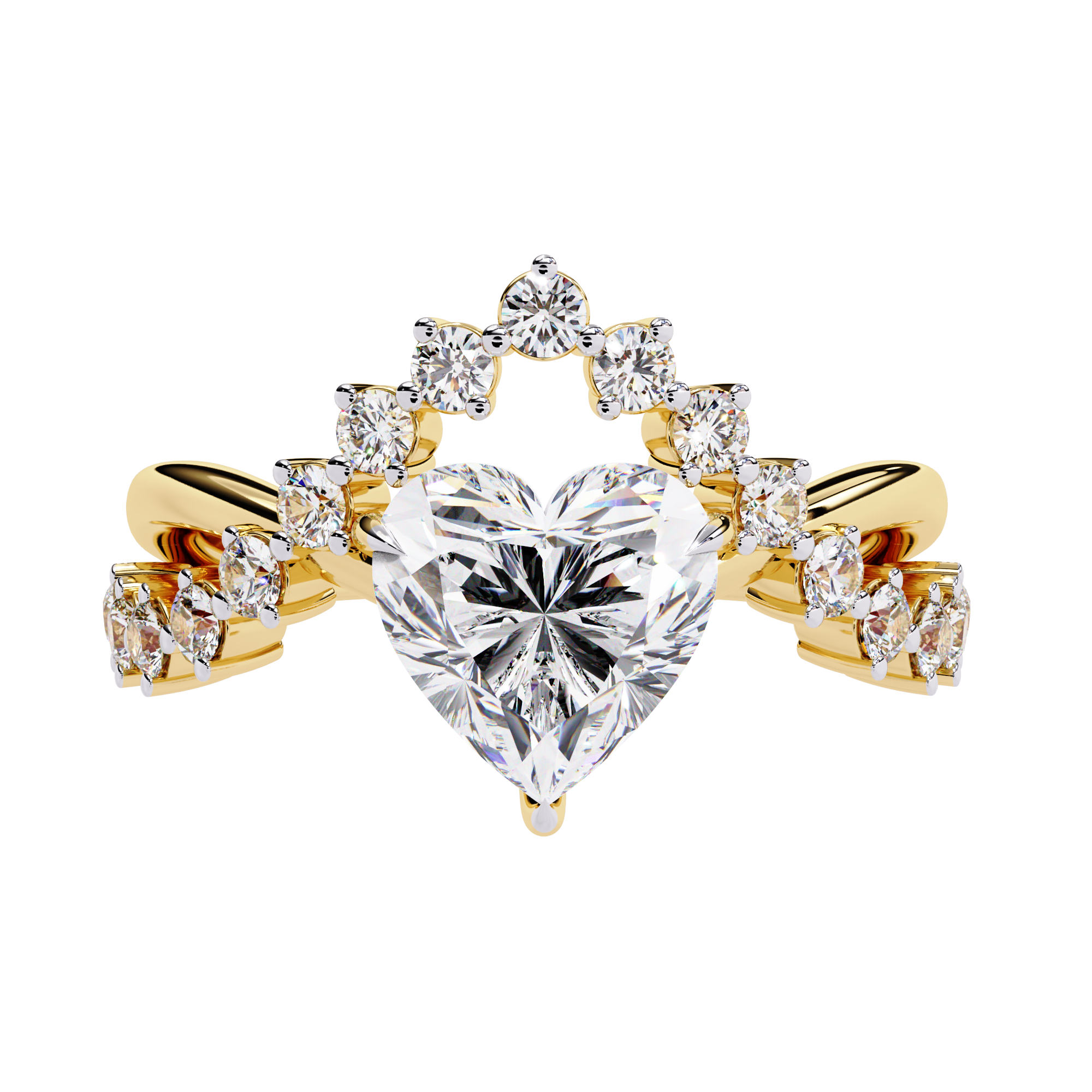 2.62 CT ROYAL HEART CROWN BAND 18K