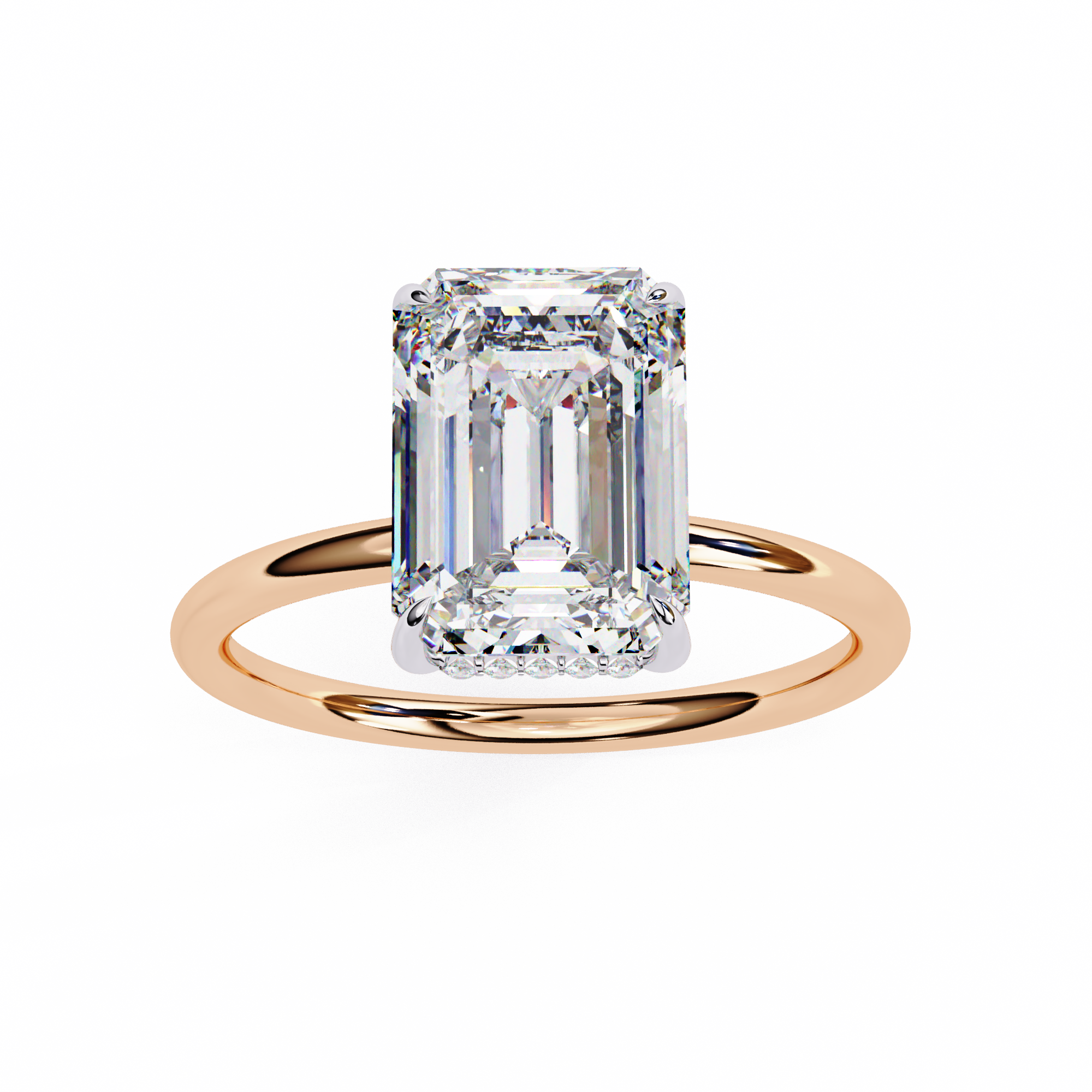 2.62 ct Emerald-Round Harmony Ring 9k