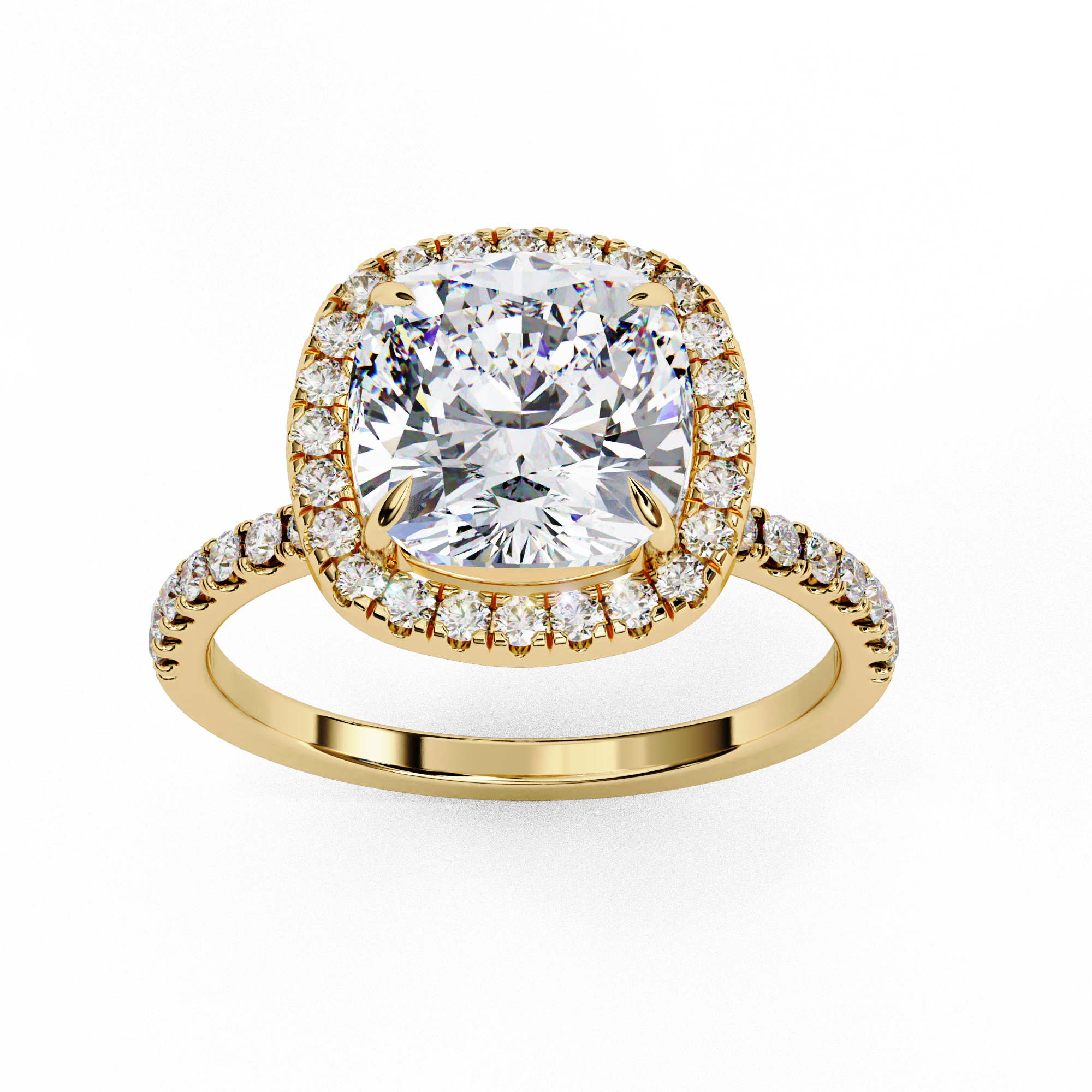 2.09 carat cushion square round rings