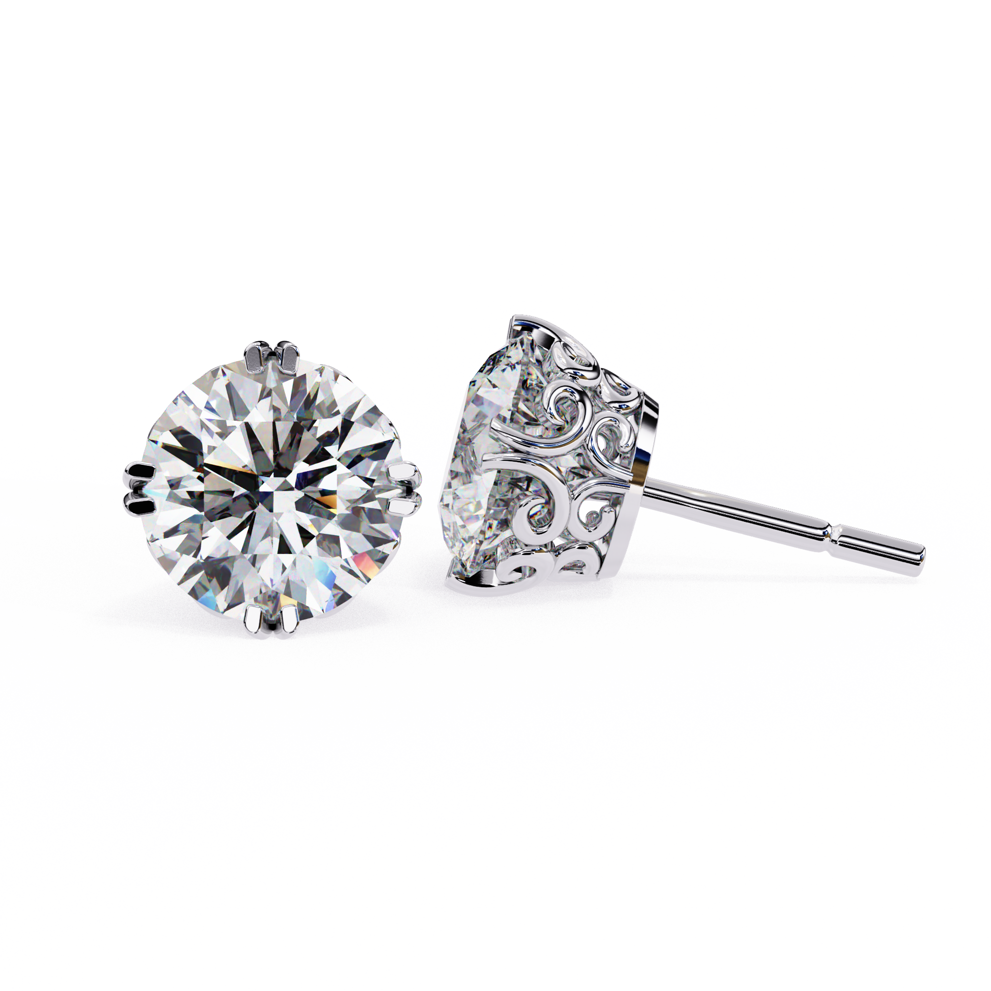 2.57 carat round earring