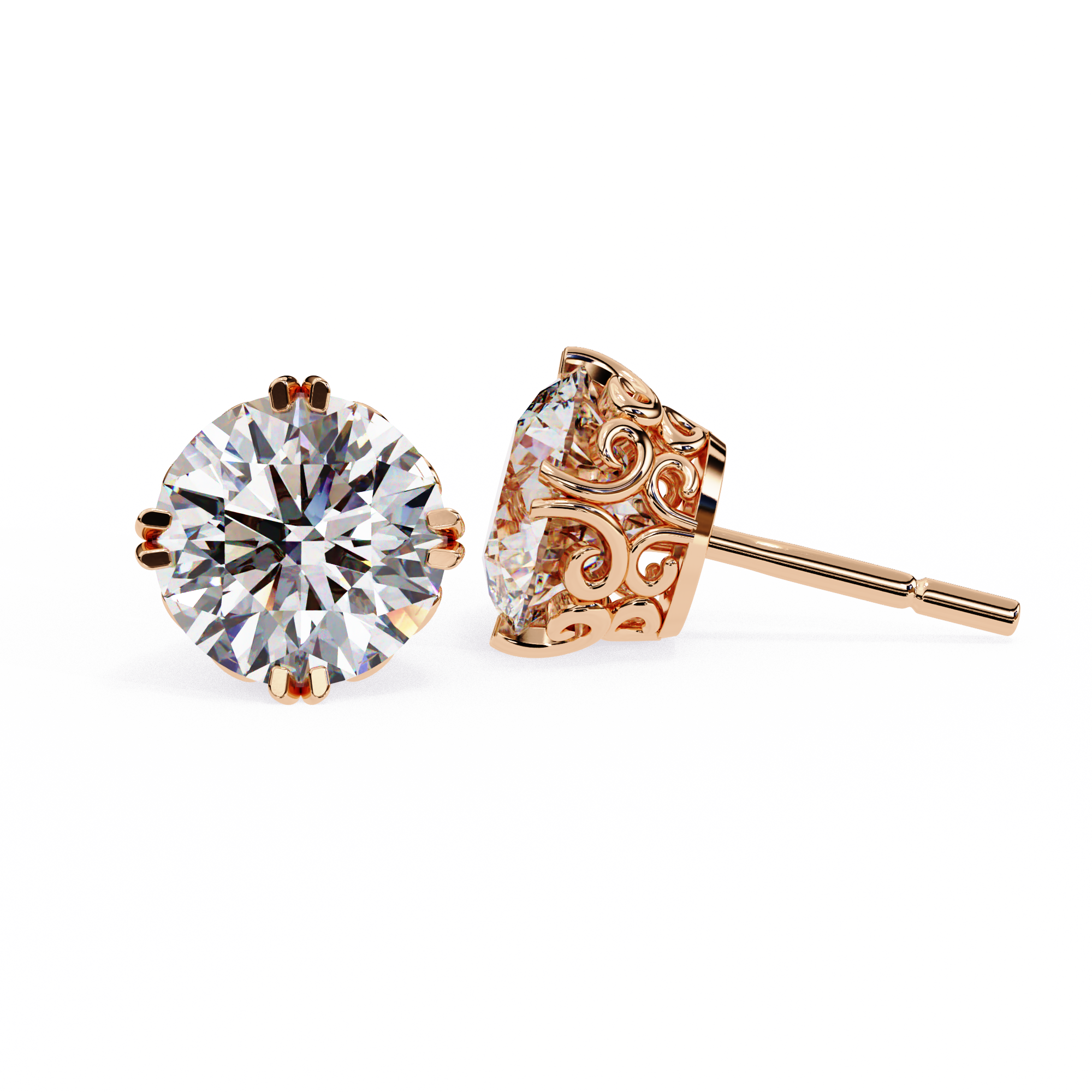 2.57 carat round earring