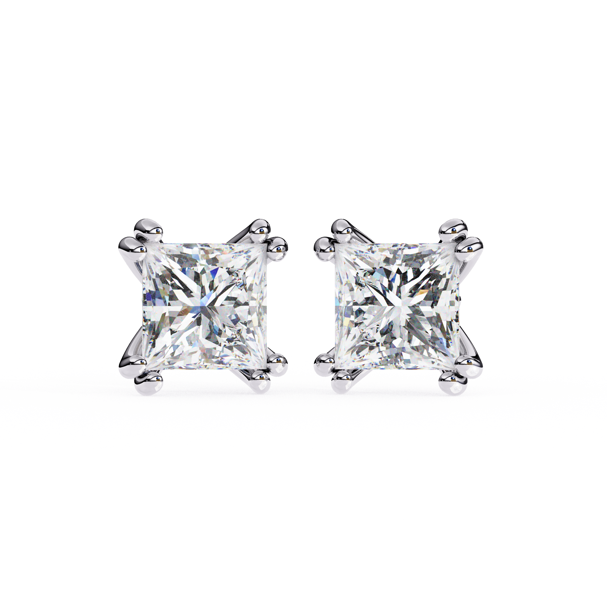 3.04 carat princess earring