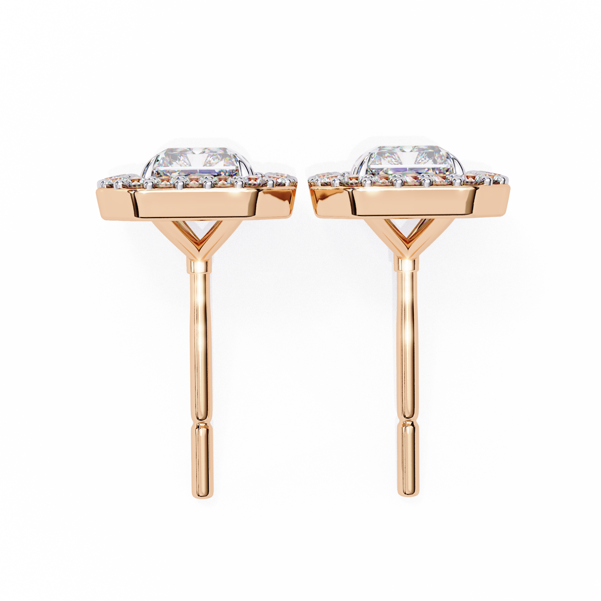 0.95 carat radiant round earring