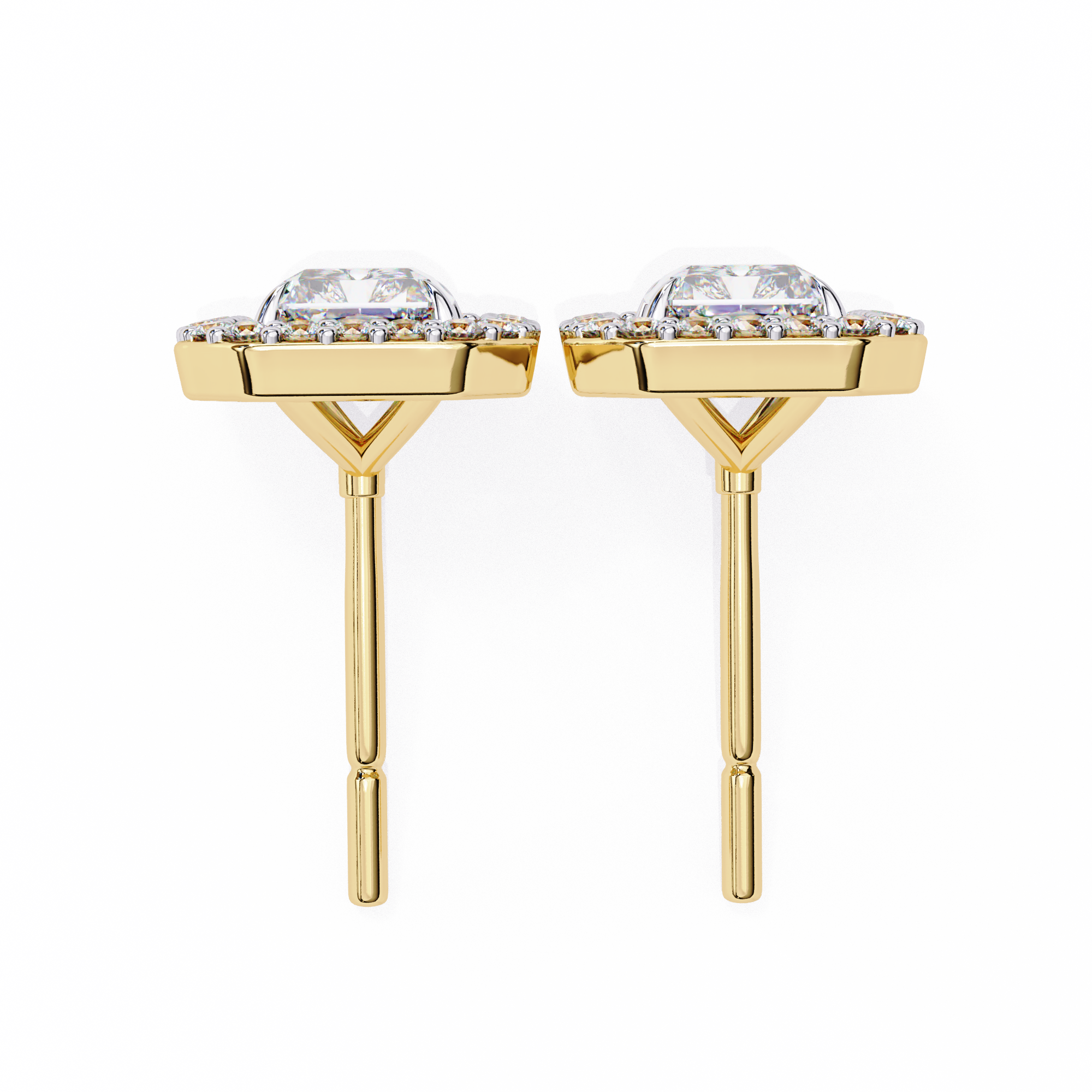 0.95 carat radiant round earring