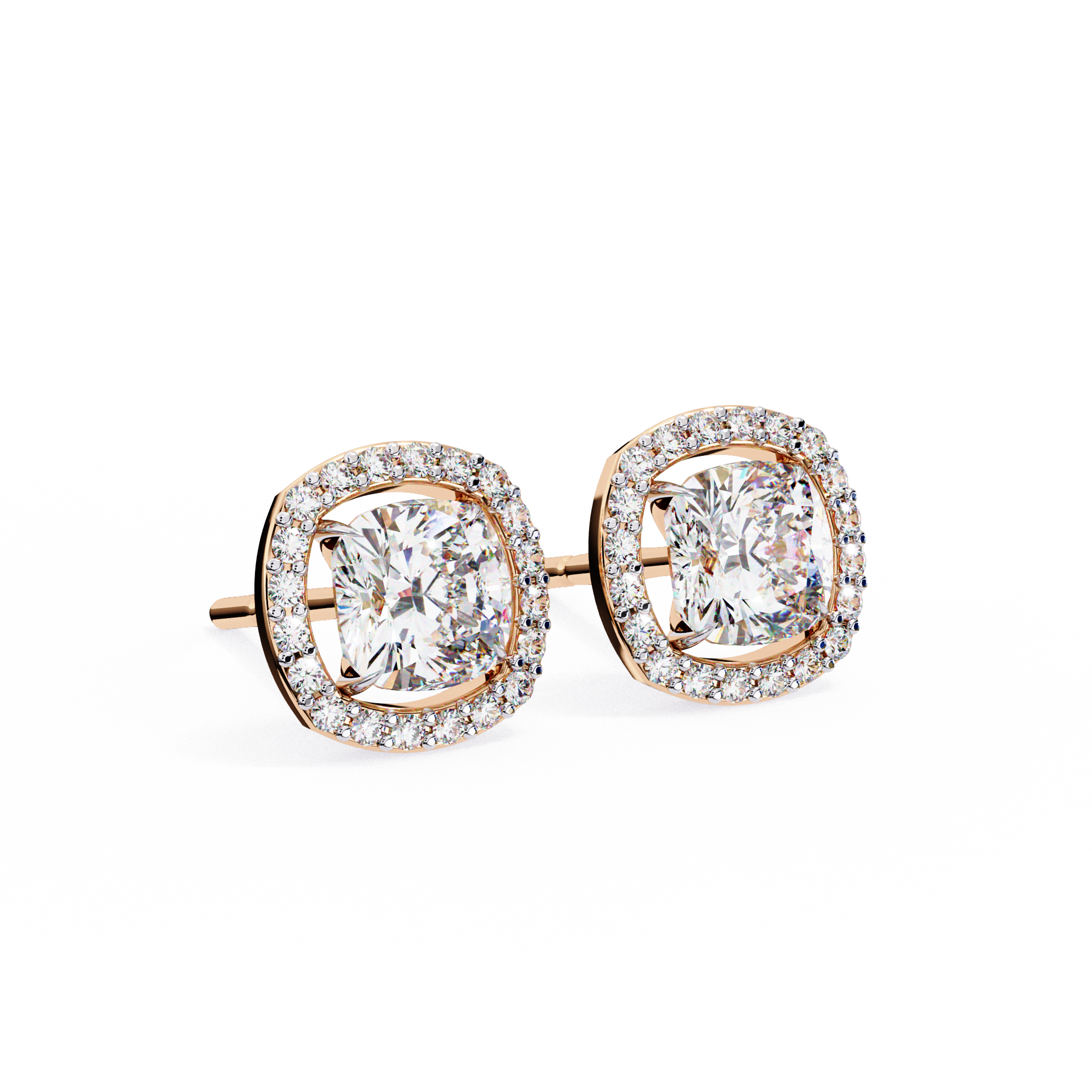 0.96 carat round cushion square earring