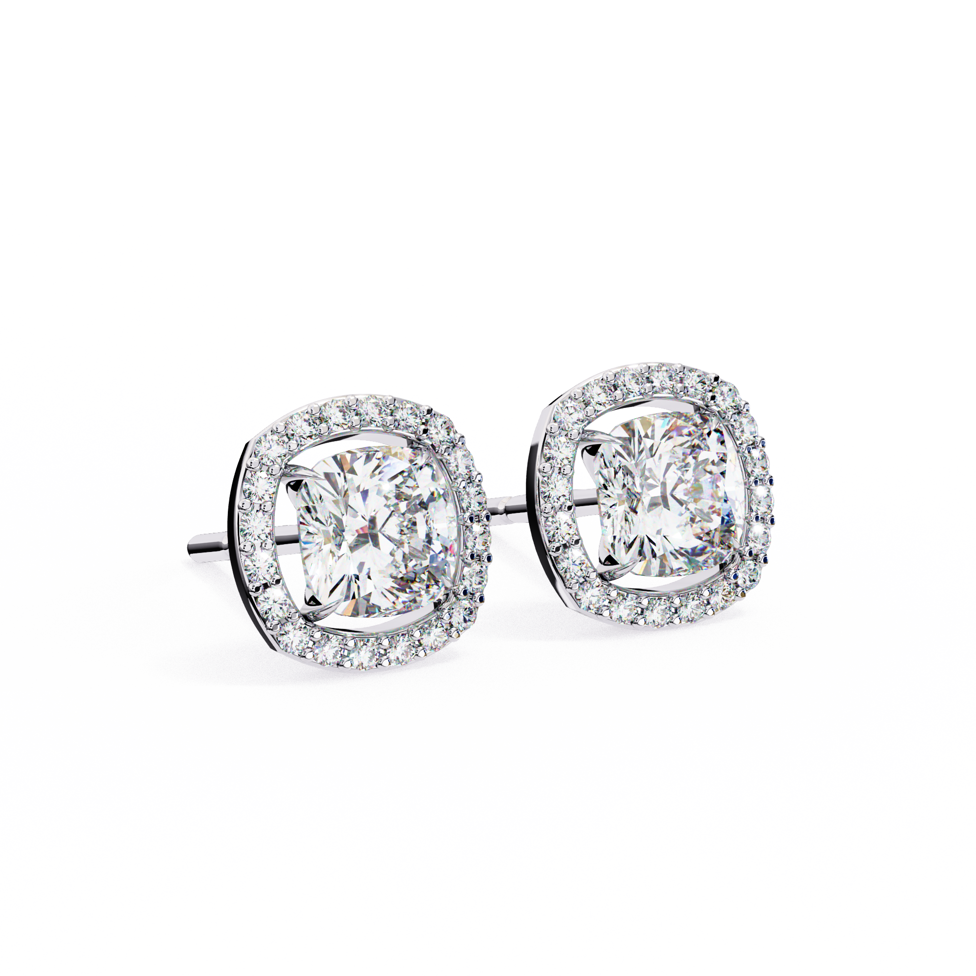 0.96 carat round cushion square earring 18K