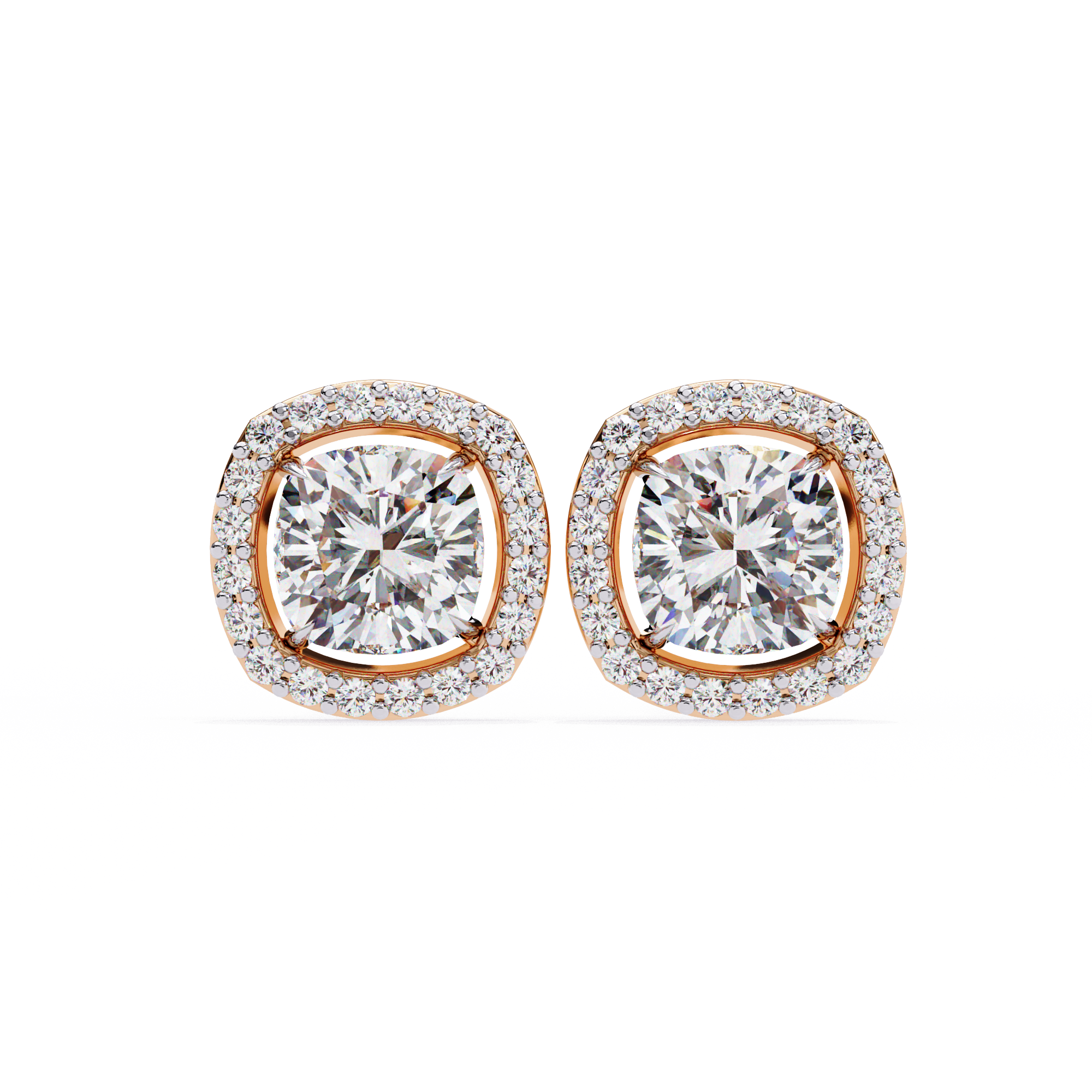 0.96 carat round cushion square earring