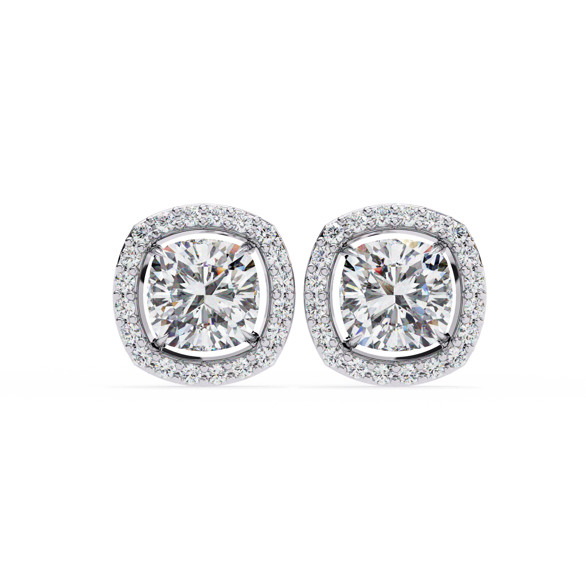 0.96 carat round cushion square earring 18K